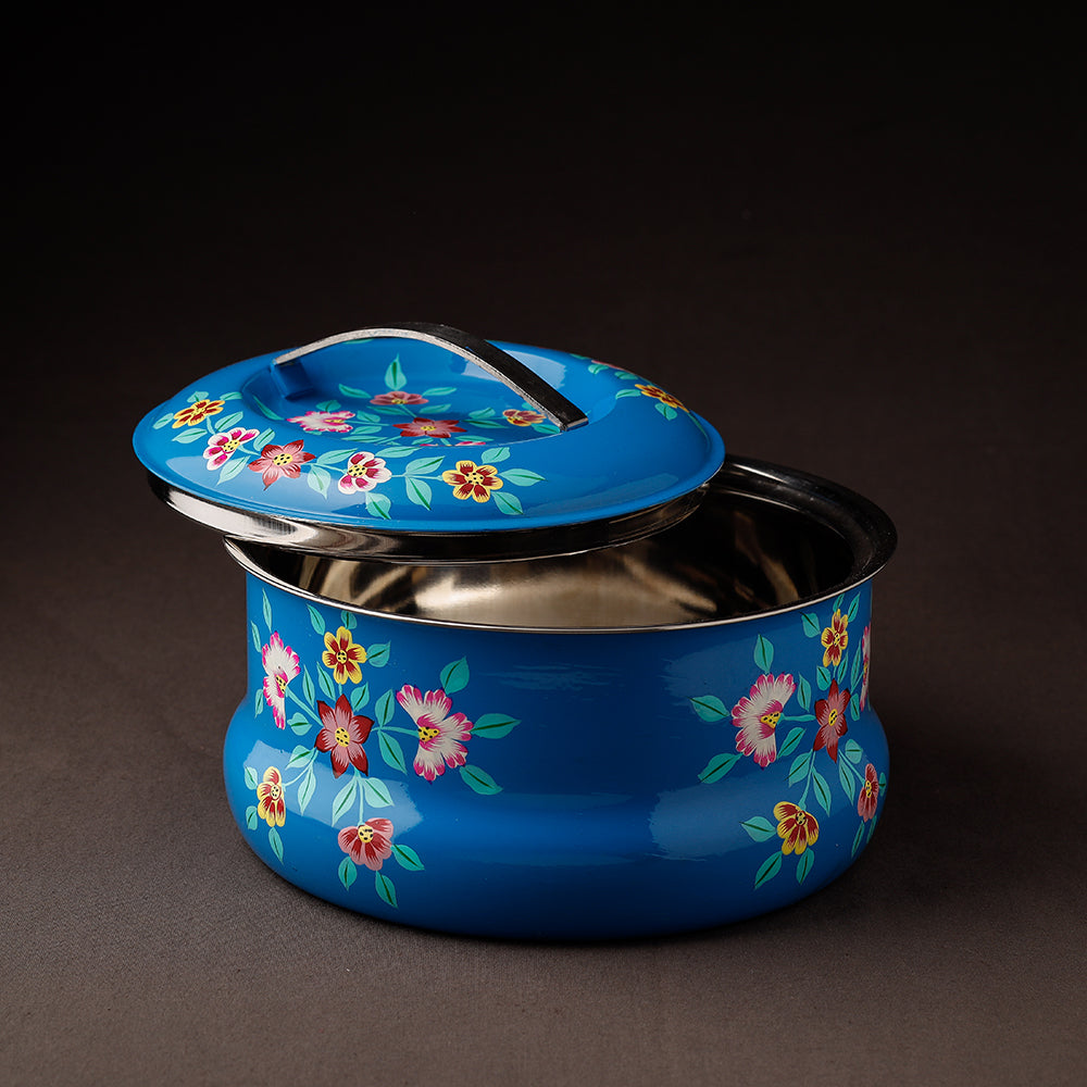 Floral Handpainted Enamelware Stainless Steel Casserole
