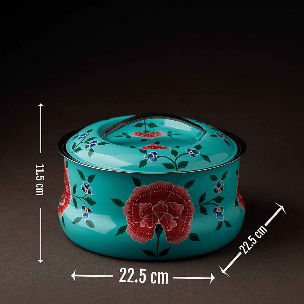 Floral Handpainted Enamelware Stainless Steel Casserole