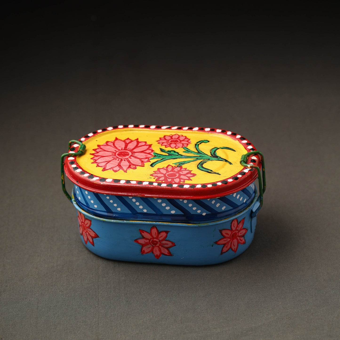 Buy Kavad Handpainted Stainless Steel 2 Tier Capsule Shape Lunch Box (6 X 4 in) 01 Online at iTokri.com