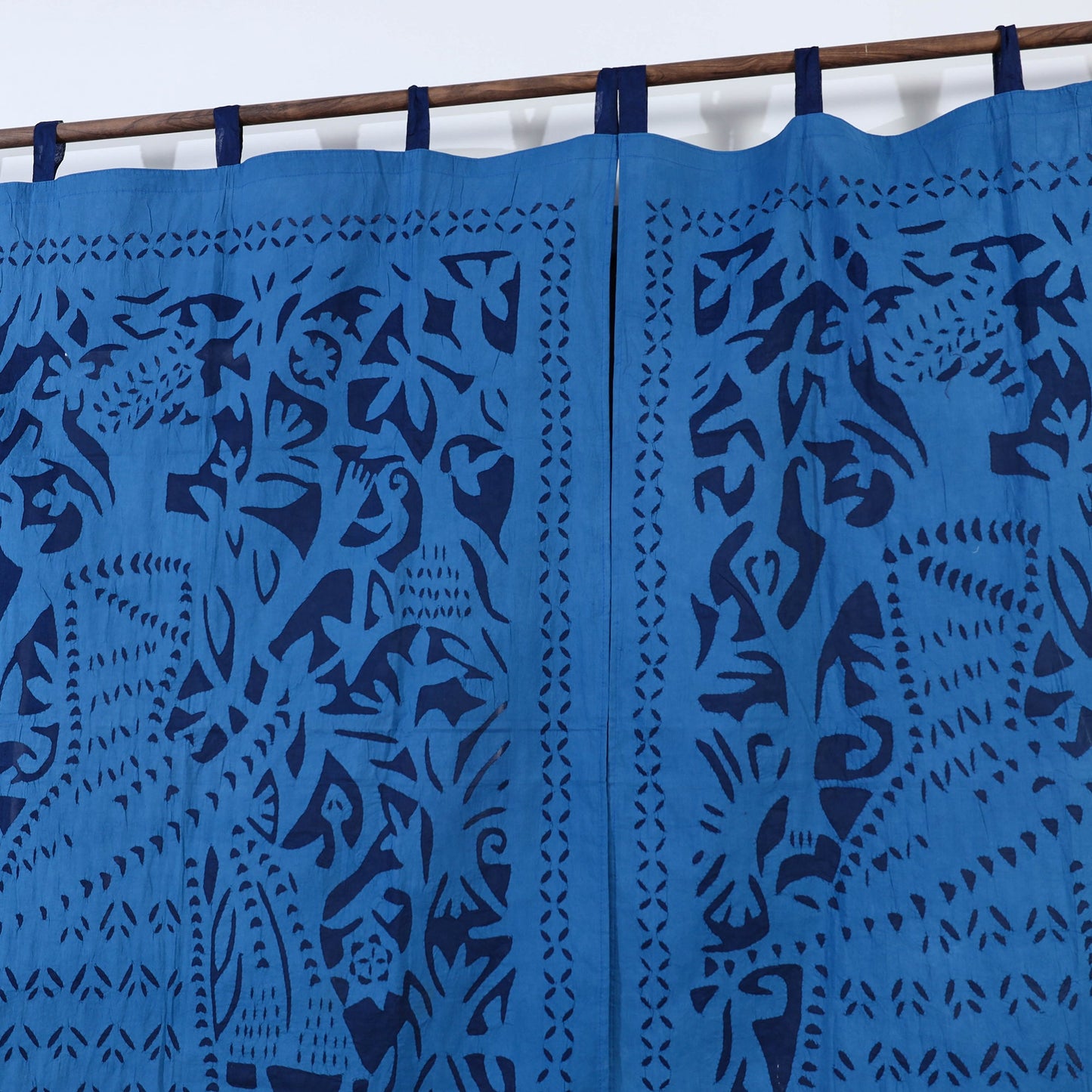 Blue King Cutwork Cotton Barmer Applique Window Curtain