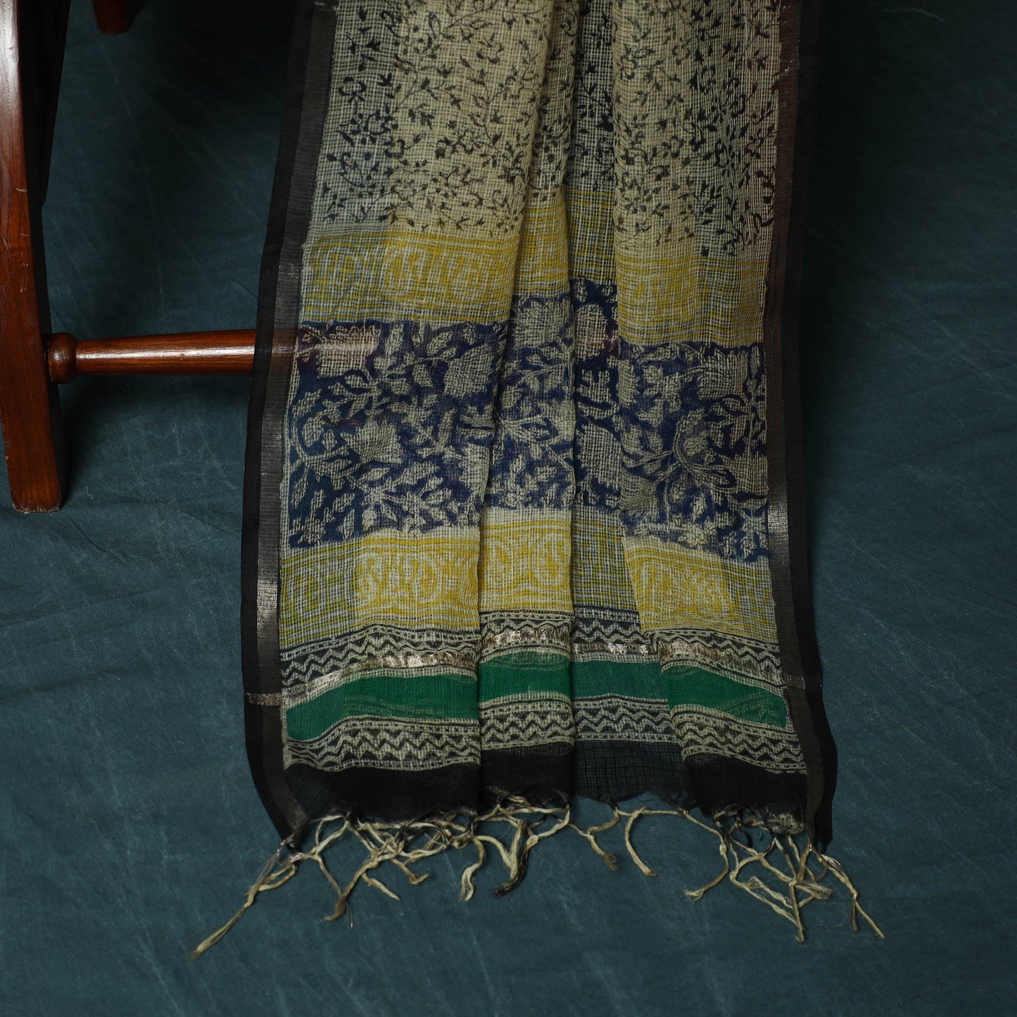 Kota doria cotton hand block bagru print 3pc unstitched