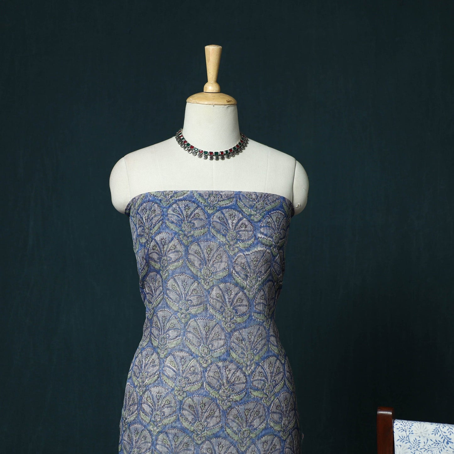 Kota doria cotton hand block sanganeri print 3pc unstitched