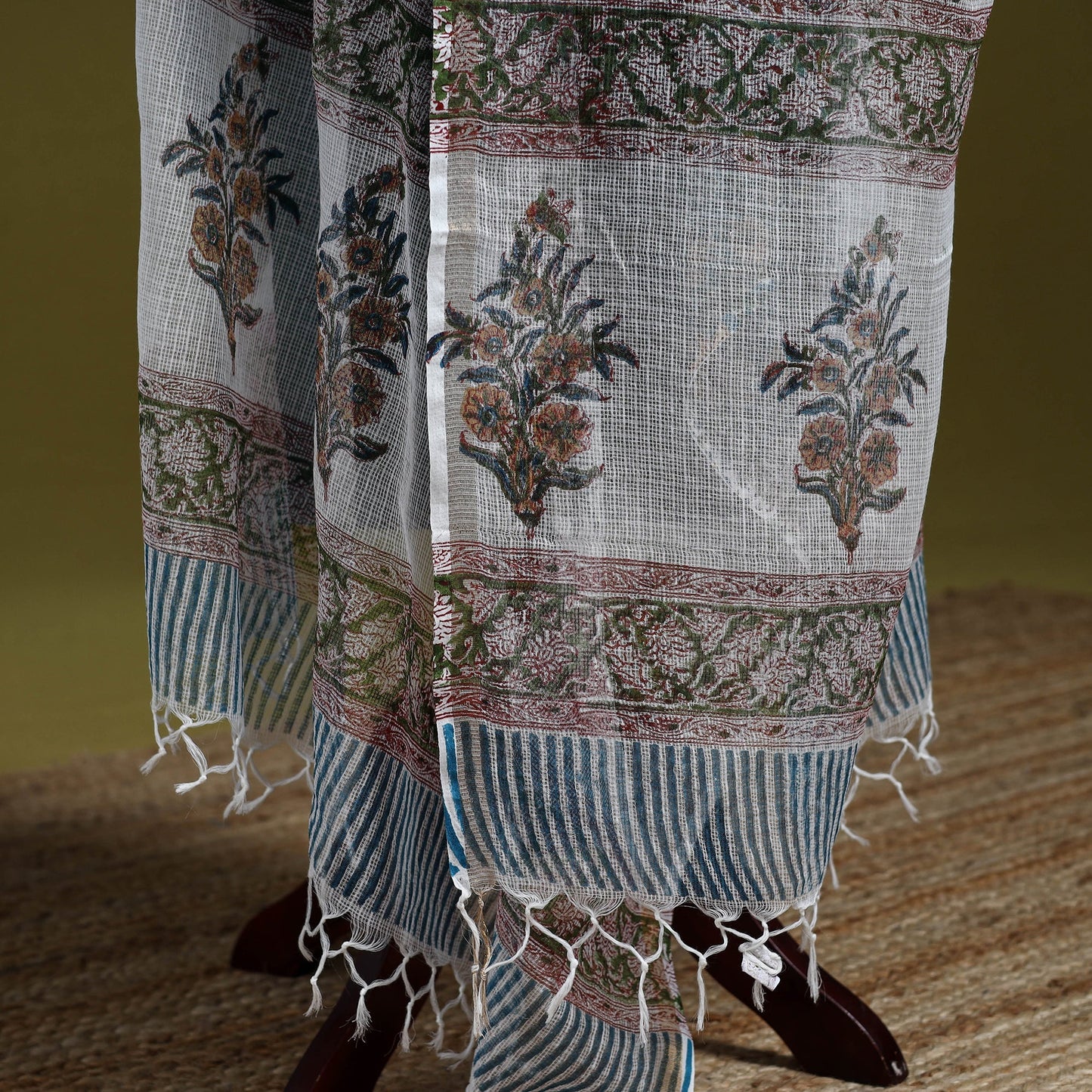 Kota doria silk cotton sanganeri floral dupatta 52
