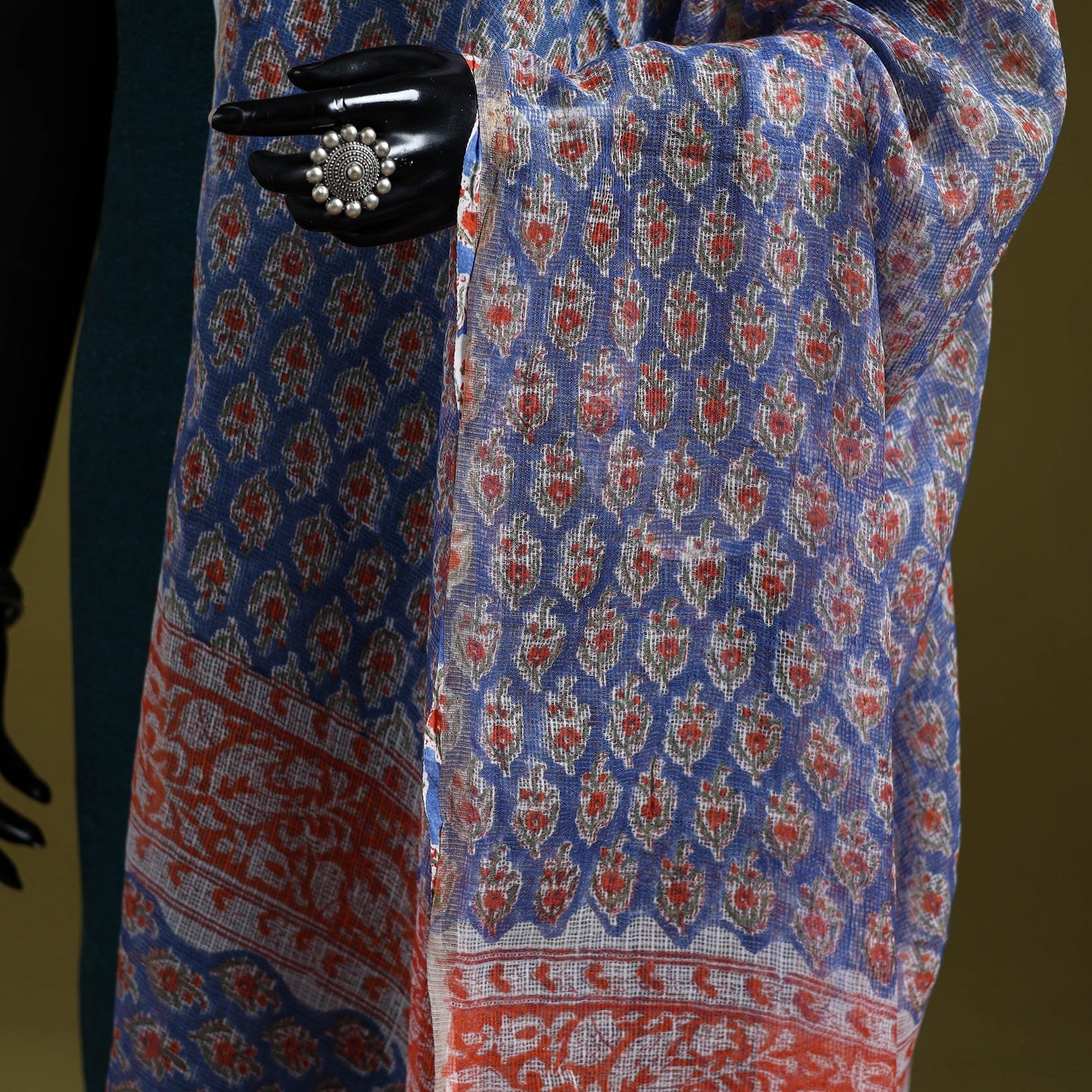 Kota doria silk cotton sanganeri floral dupatta 54