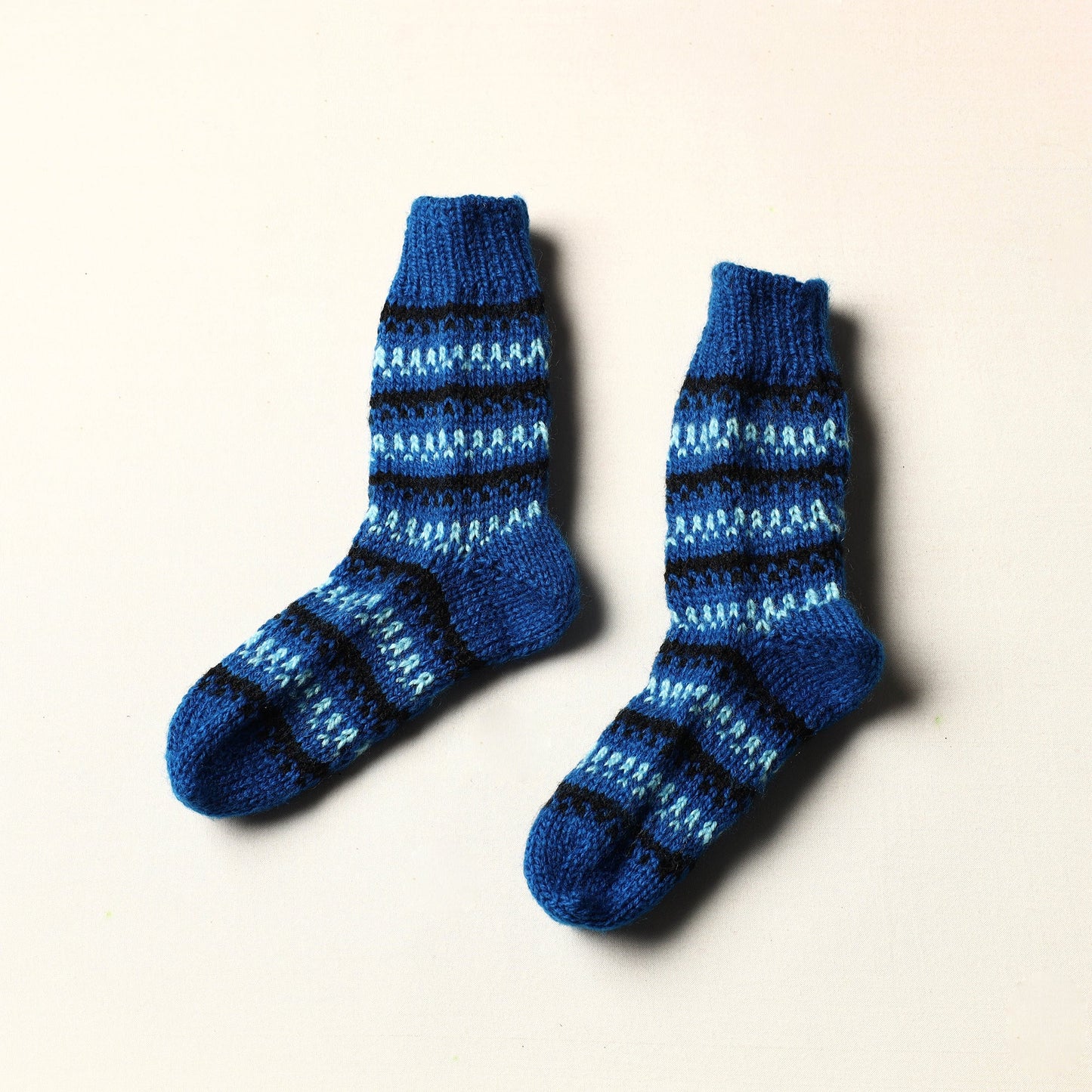 Blue Kumaun Hand Knitted Woolen Socks - Kids