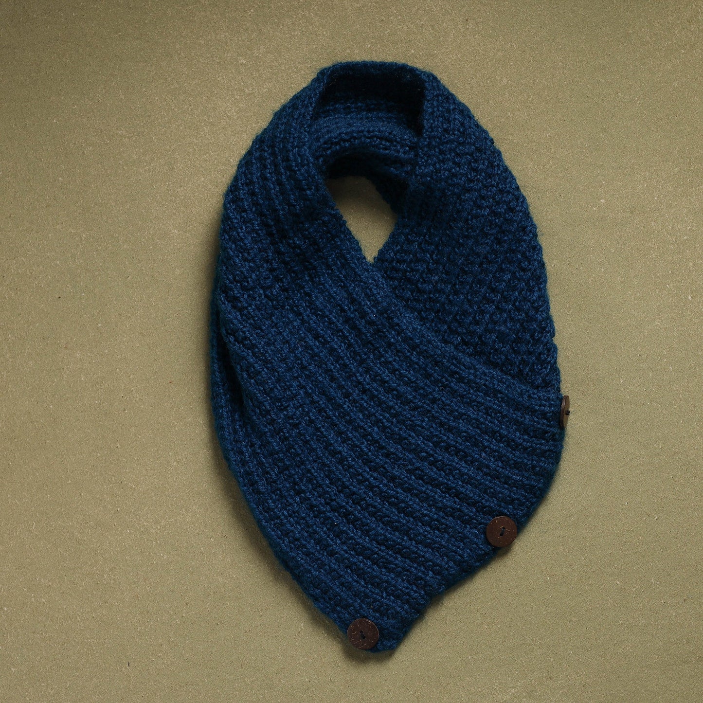 Blue - kumaun hand knitted woollen button cowl 30