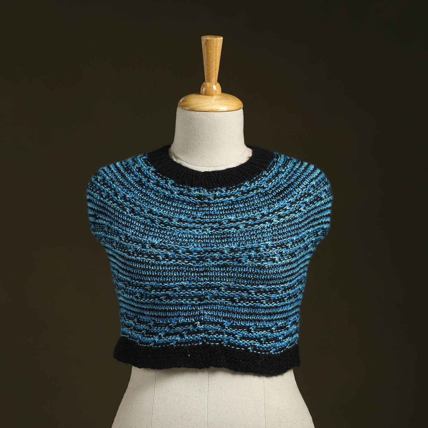Blue - kumaun hand knitted woollen cowl 17 - handcrafted