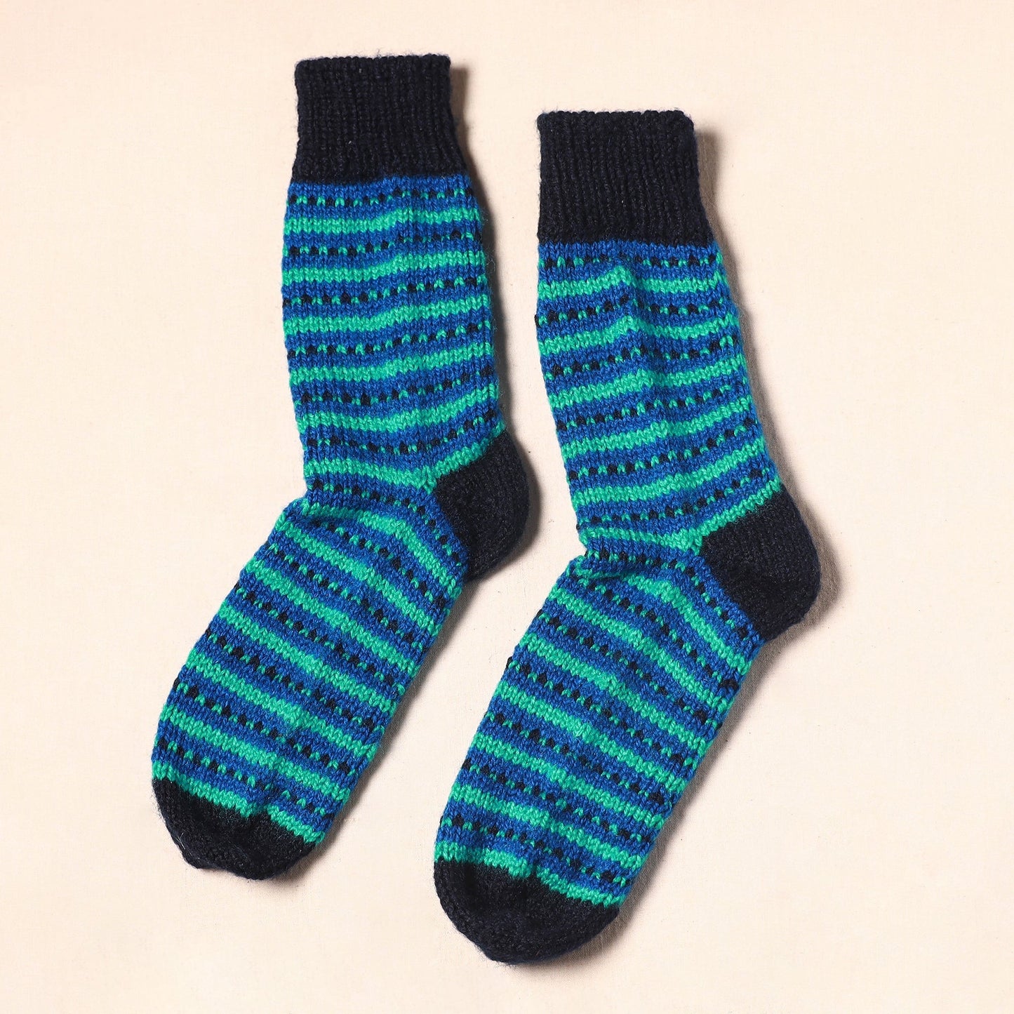 Blue Kumaun Hand Knitted Woollen Socks (Adult)