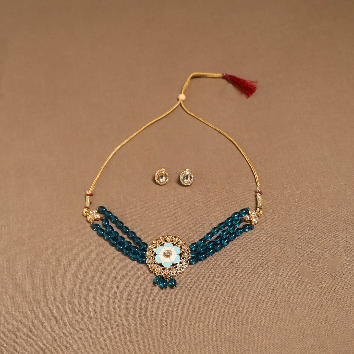 Kundan work choker necklace set 40 - handcrafted