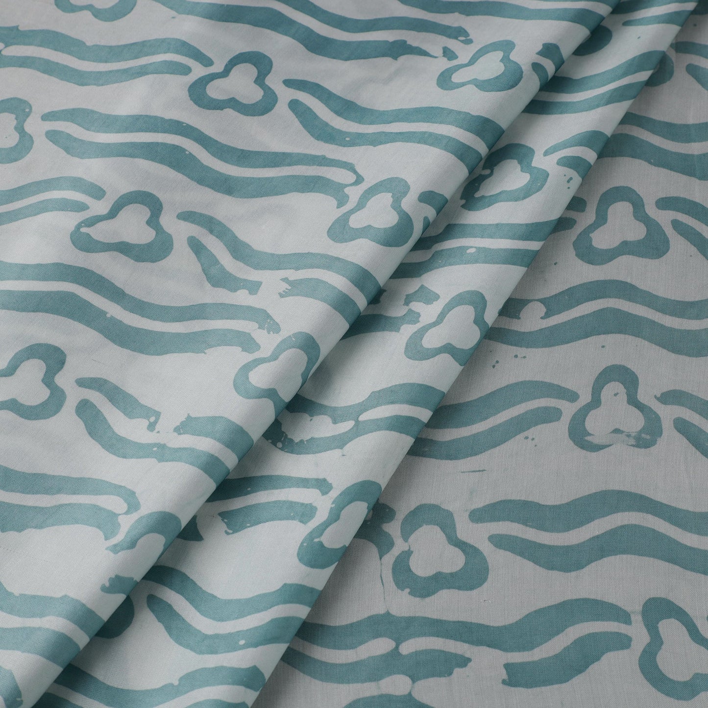 Blue - kutch batik modal silk fabric 17 - handcrafted