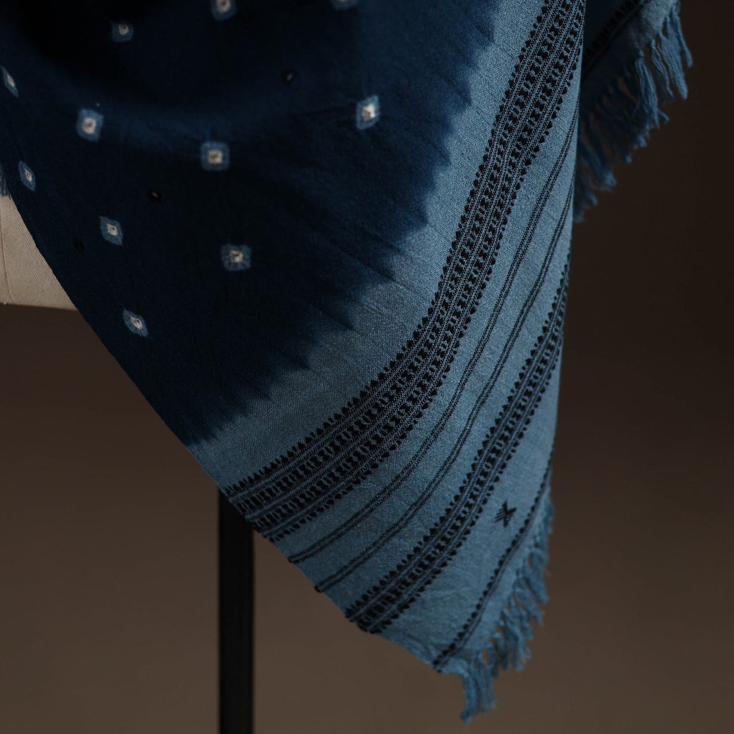 Kutch bhujodi handwoven mirror work merino wool bandhani