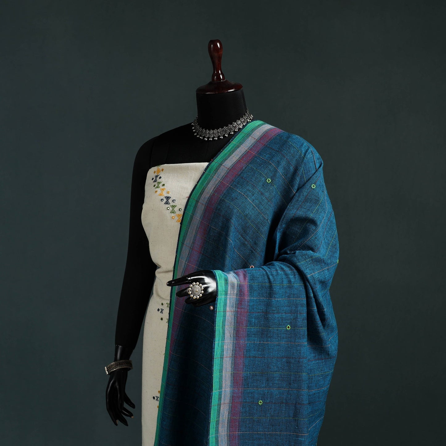 Kutch bhujodi handwoven mirror work organic kala cotton