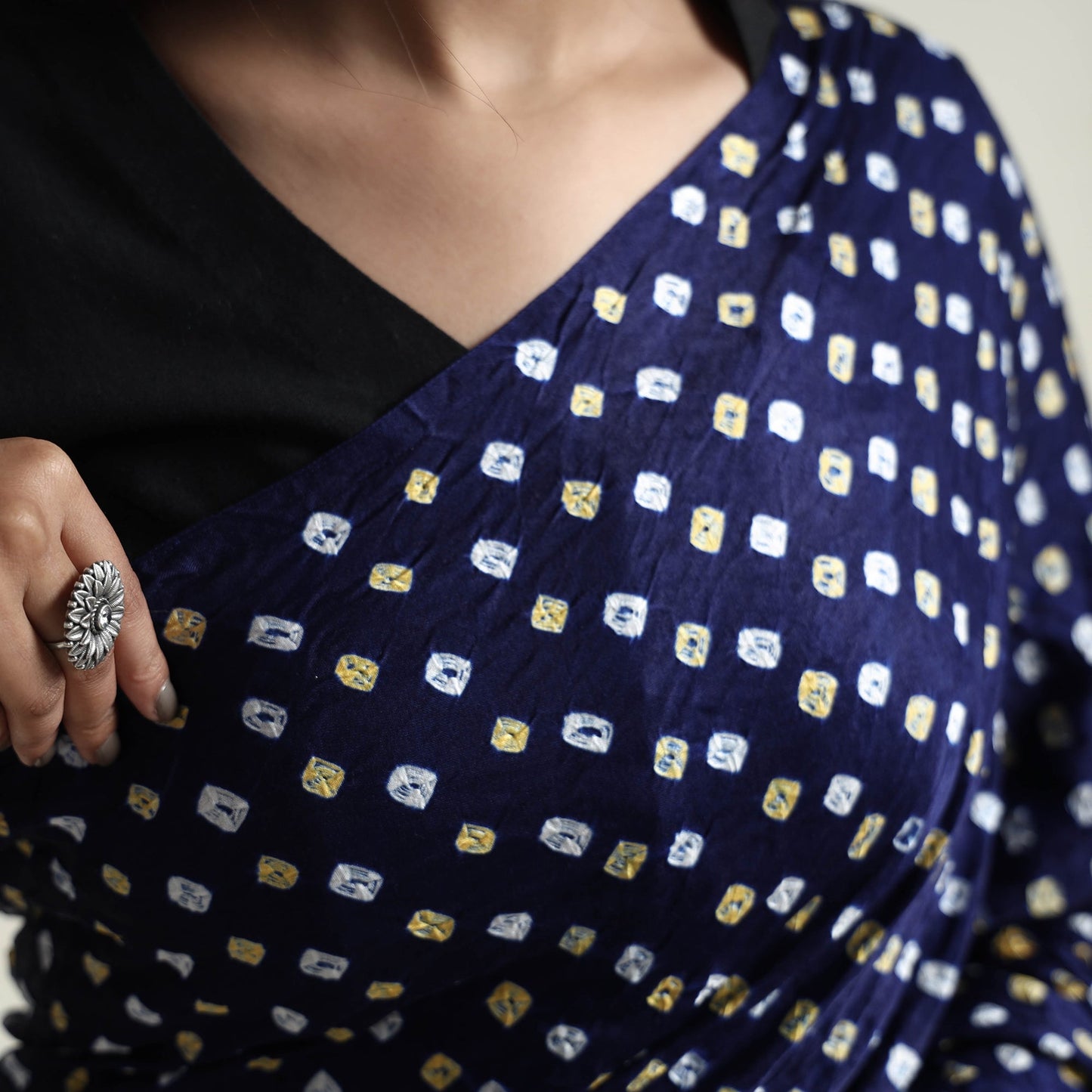 Blue Kutch Dani Bandhani Tie-Dye Gajji Silk Zari Work Saree