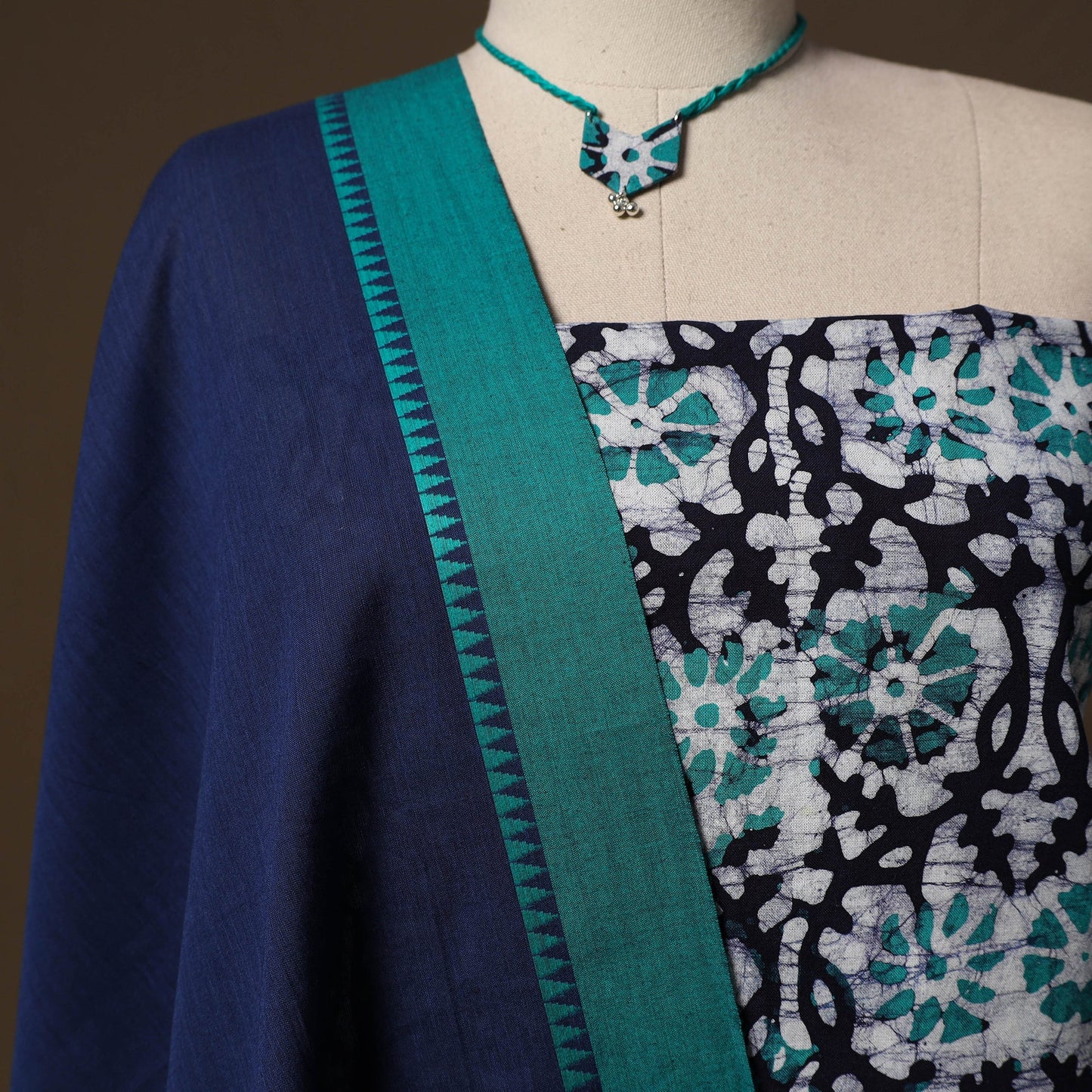 Kutch hand batik print cotton 2pc unstitched dress material