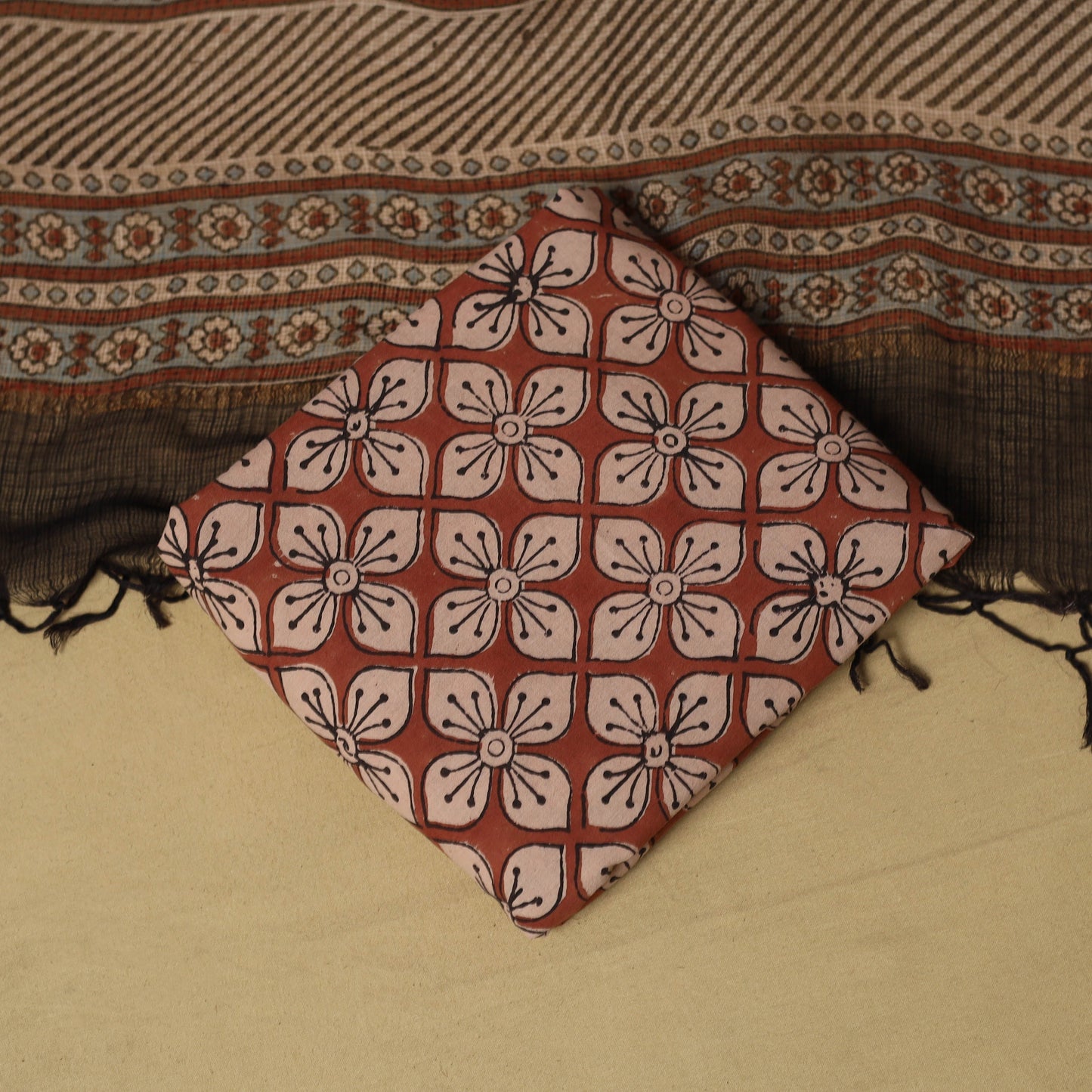 Kutch hand natural dyed 3pc unstitched dress material 08