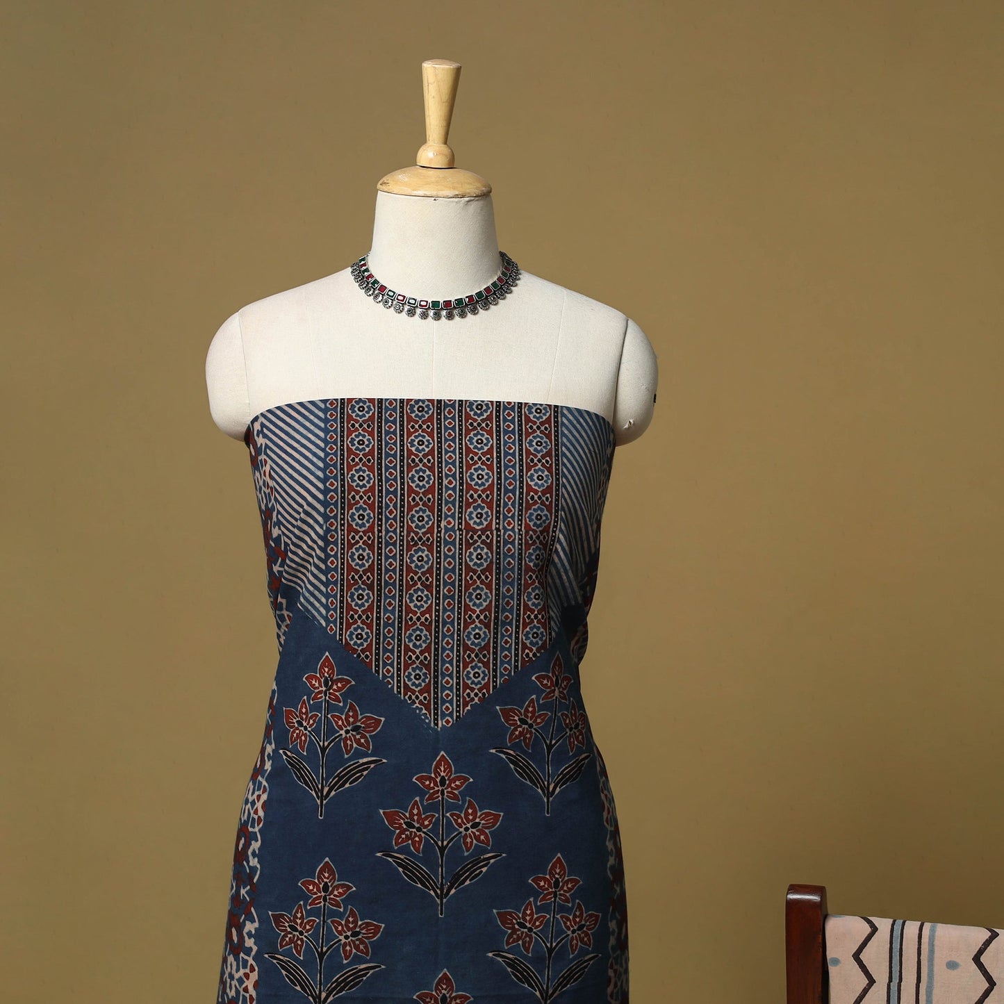 Kutch hand natural dyed 3pc unstitched dress material 04
