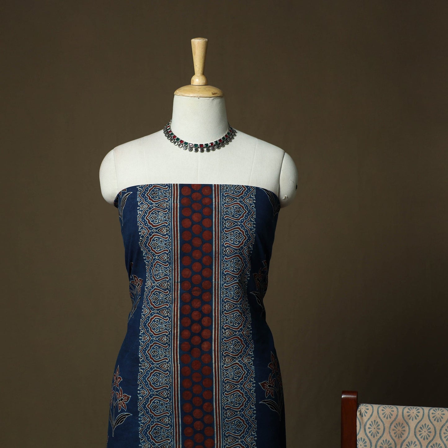 Kutch hand block ajrakh print natural dyed cotton 3pc