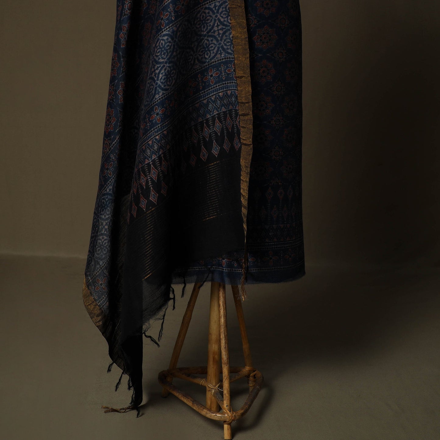 Kutch hand block ajrakh print natural dyed linen 2pc
