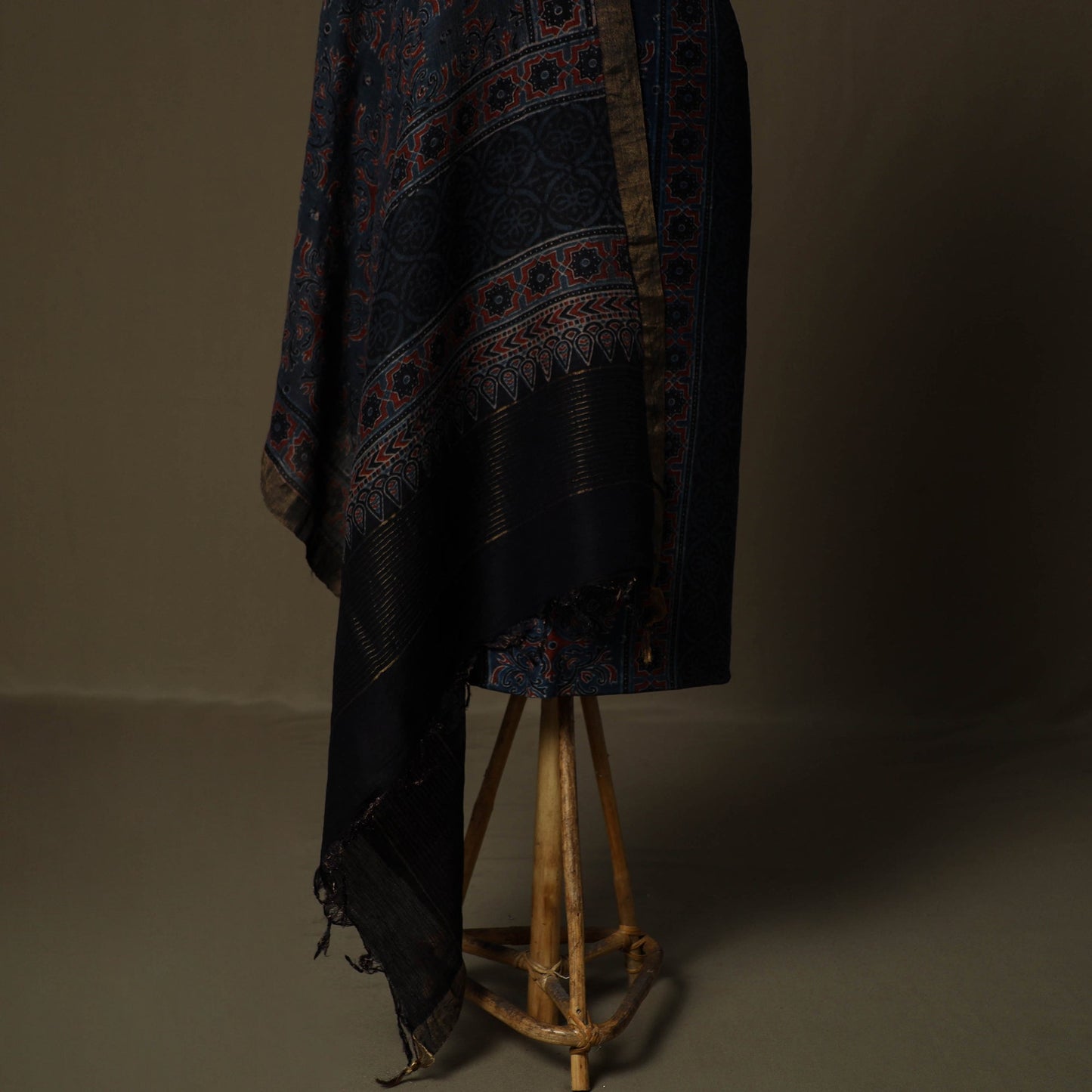 Kutch hand block ajrakh print natural dyed linen 2pc