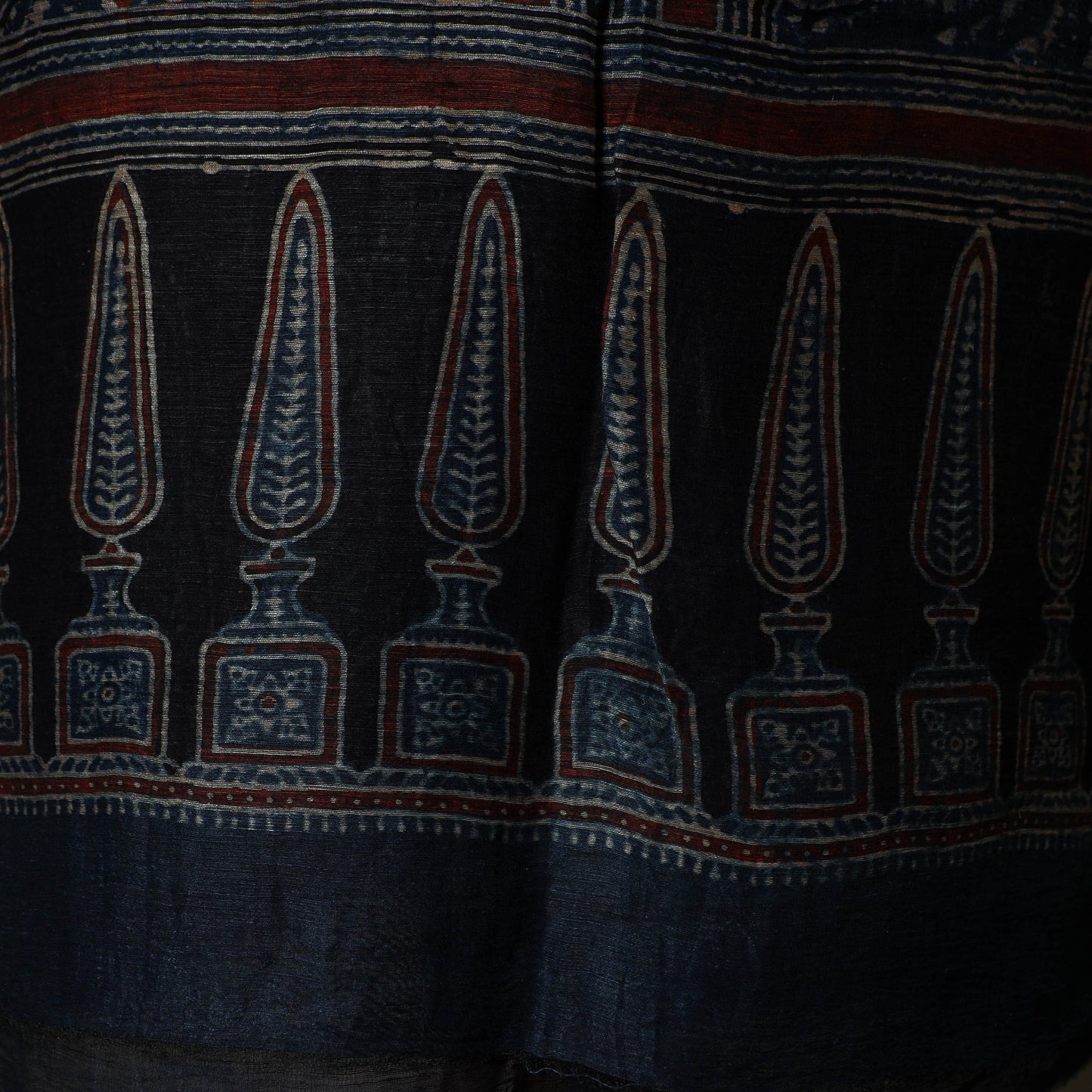 Kutch hand block ajrakh print natural dyed linen 2pc