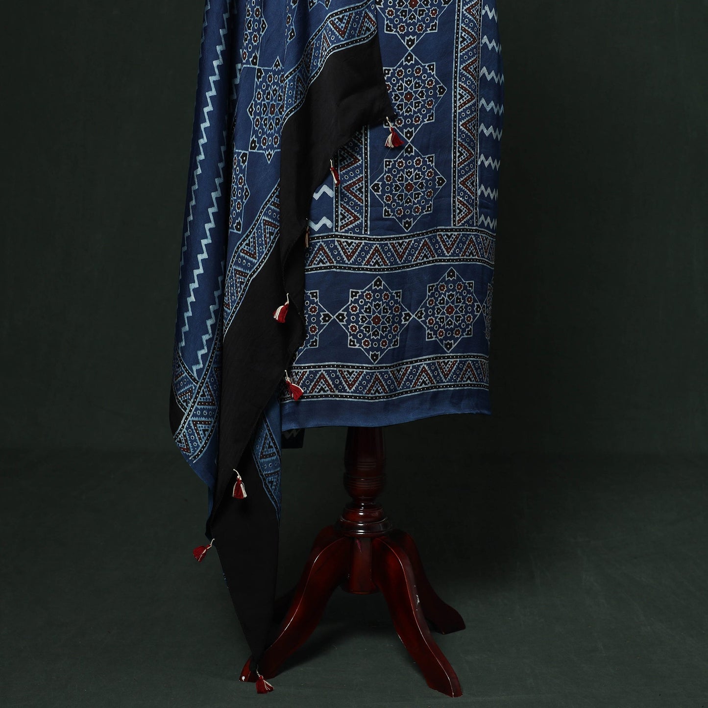 Kutch hand block ajrakh print natural dyed modal silk 2pc