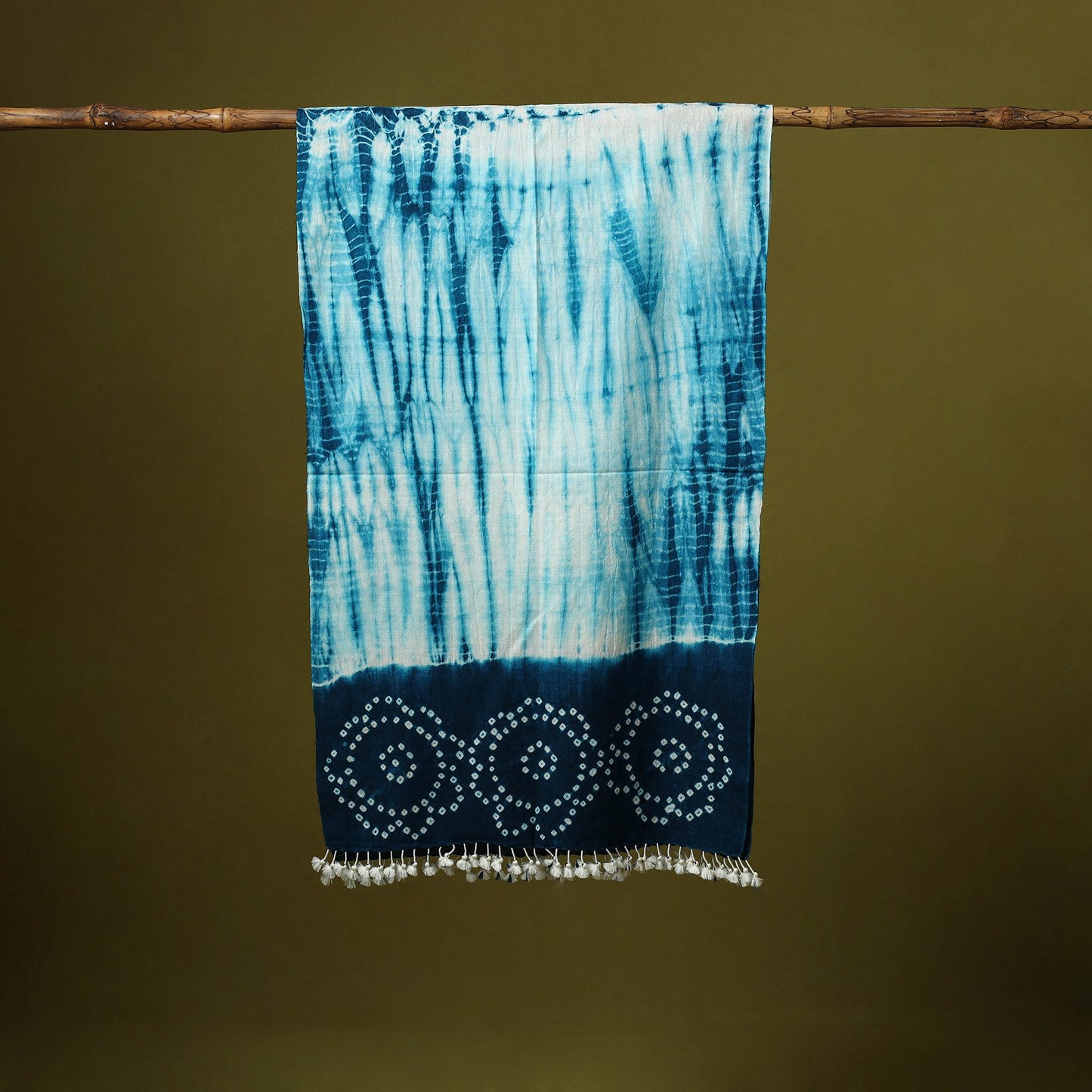 Kutch handwoven merino wool shibori & bandhani stole 49