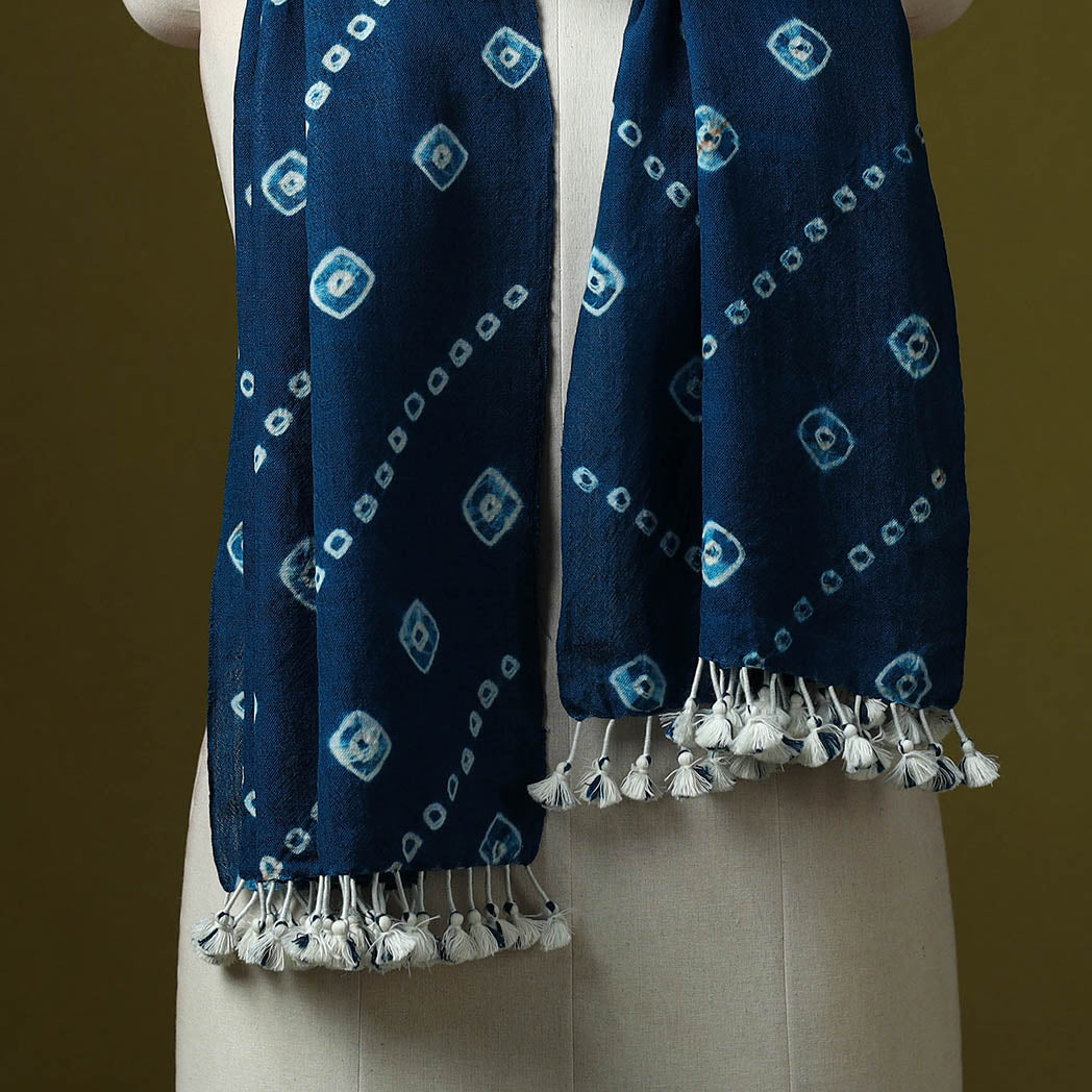 Kutch handwoven merino wool tie-dye bandhani stole 34