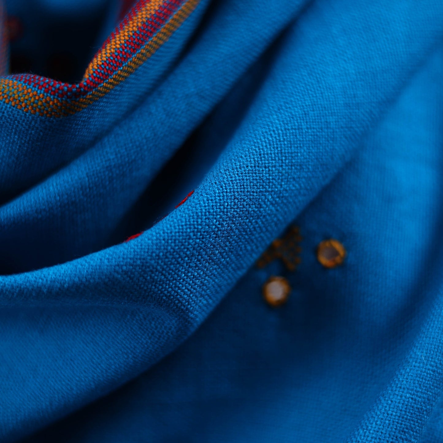 Blue - kutch bhujodi handwoven mirror work acrylic wool