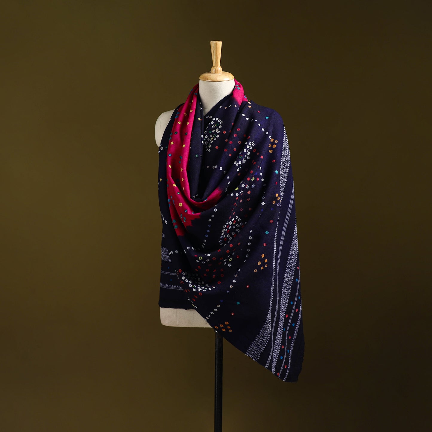 Kutch mirror work handwoven bandhani bagida merino wool