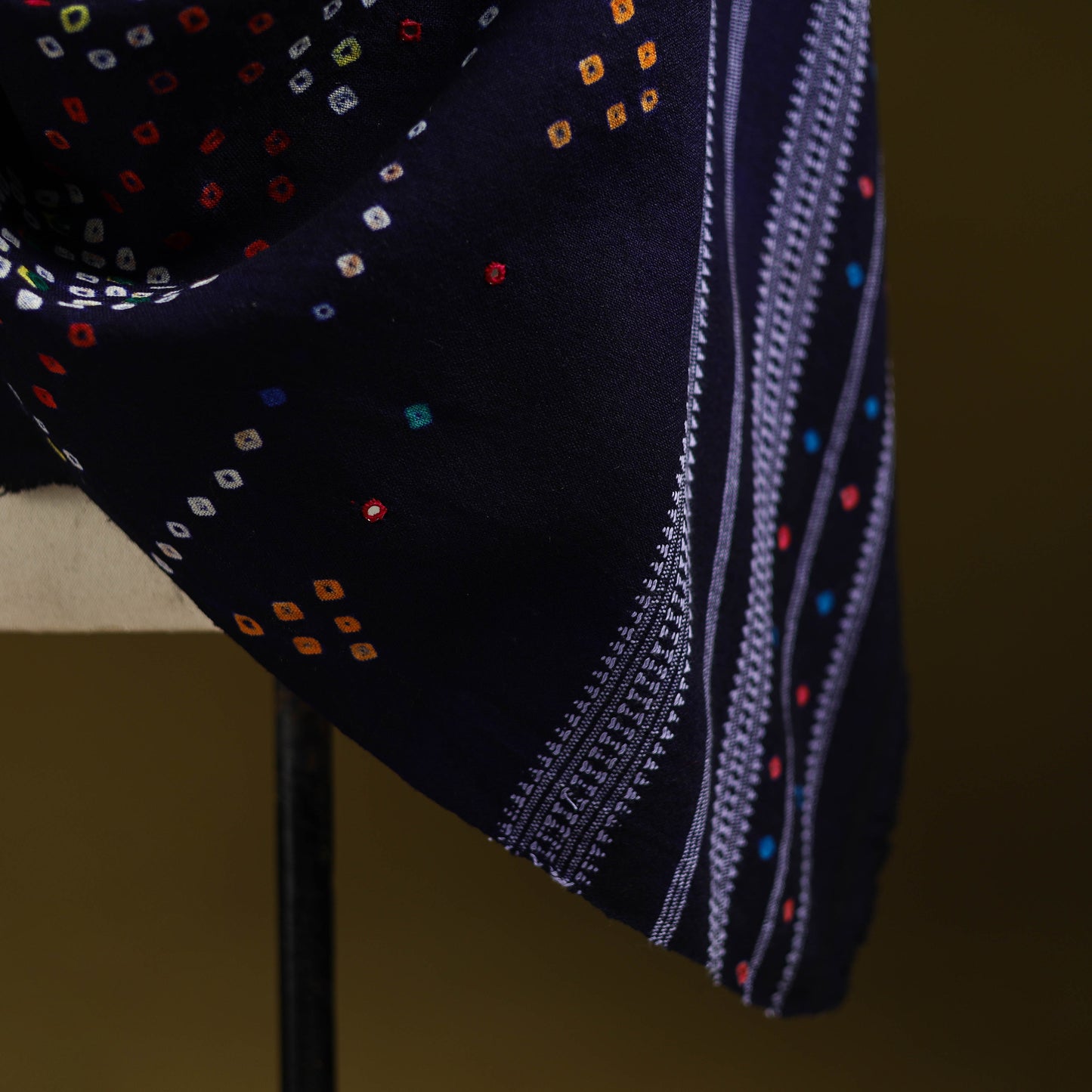 Kutch mirror work handwoven bandhani bagida merino wool