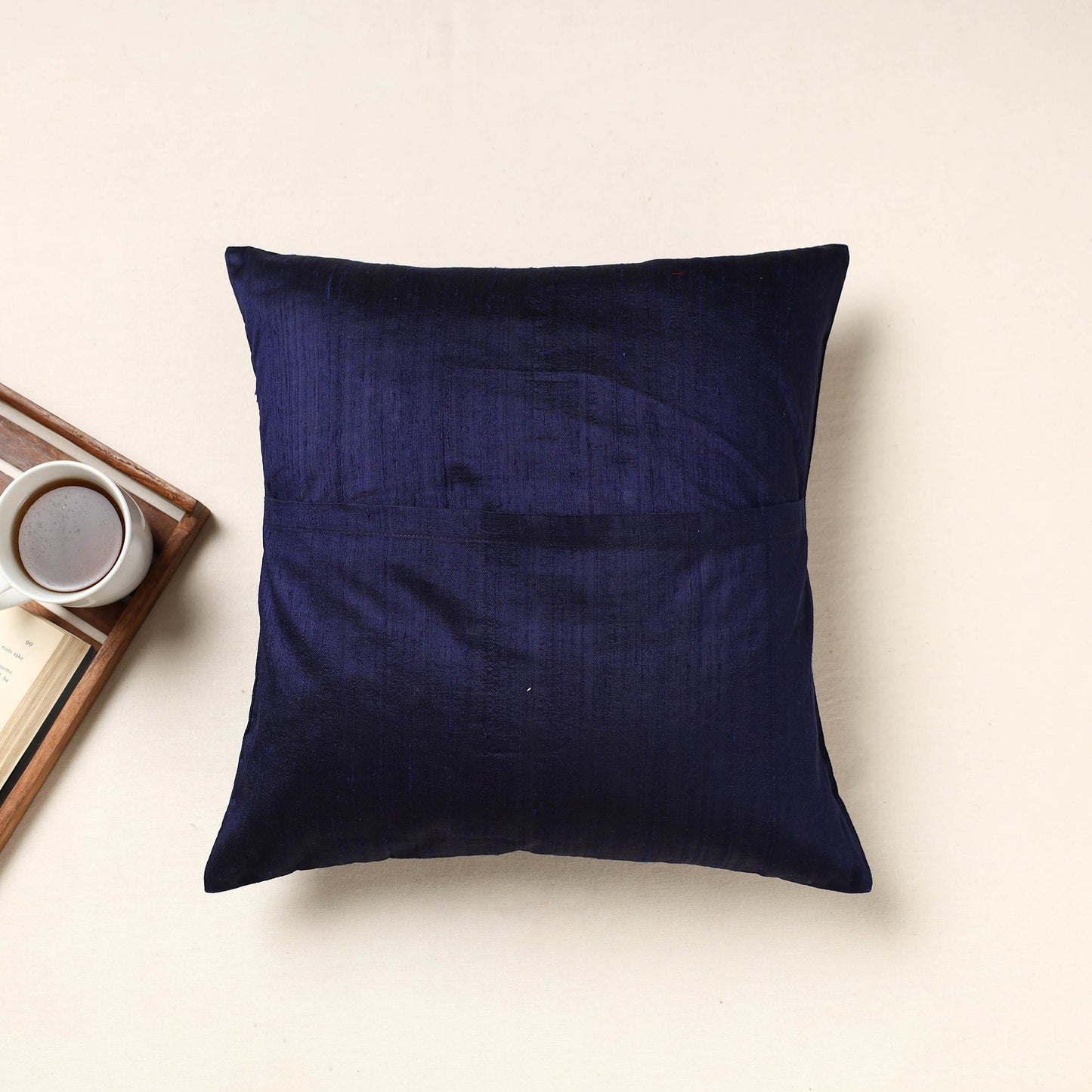 Blue Kutch Neran Hand Embroidery Silk Cushion Cover