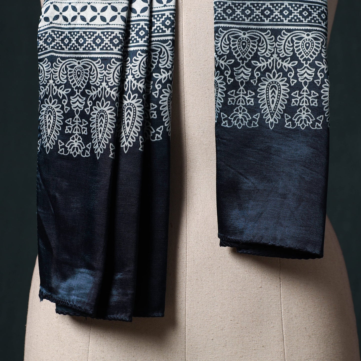 Kutch printed mashru silk stole 35 - handcrafted