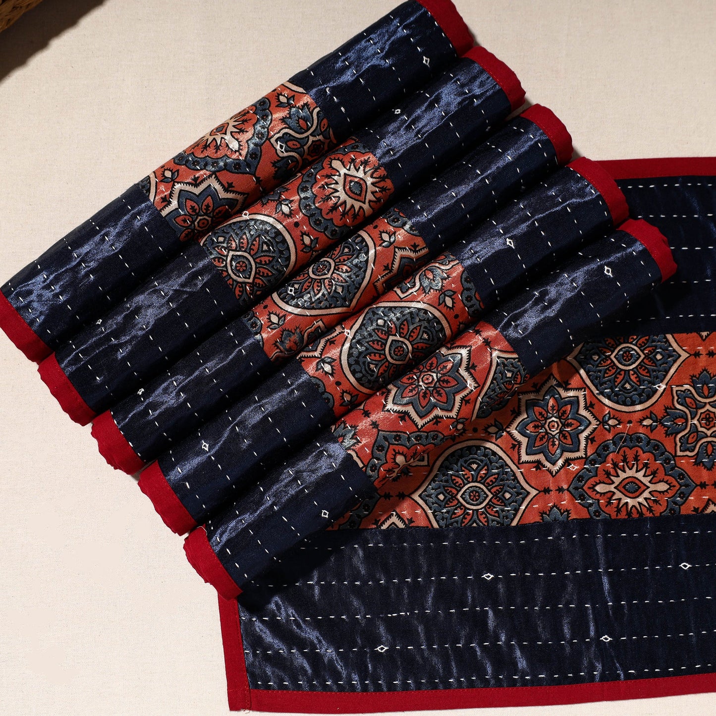 Blue Tagai Embroidery Table Mats