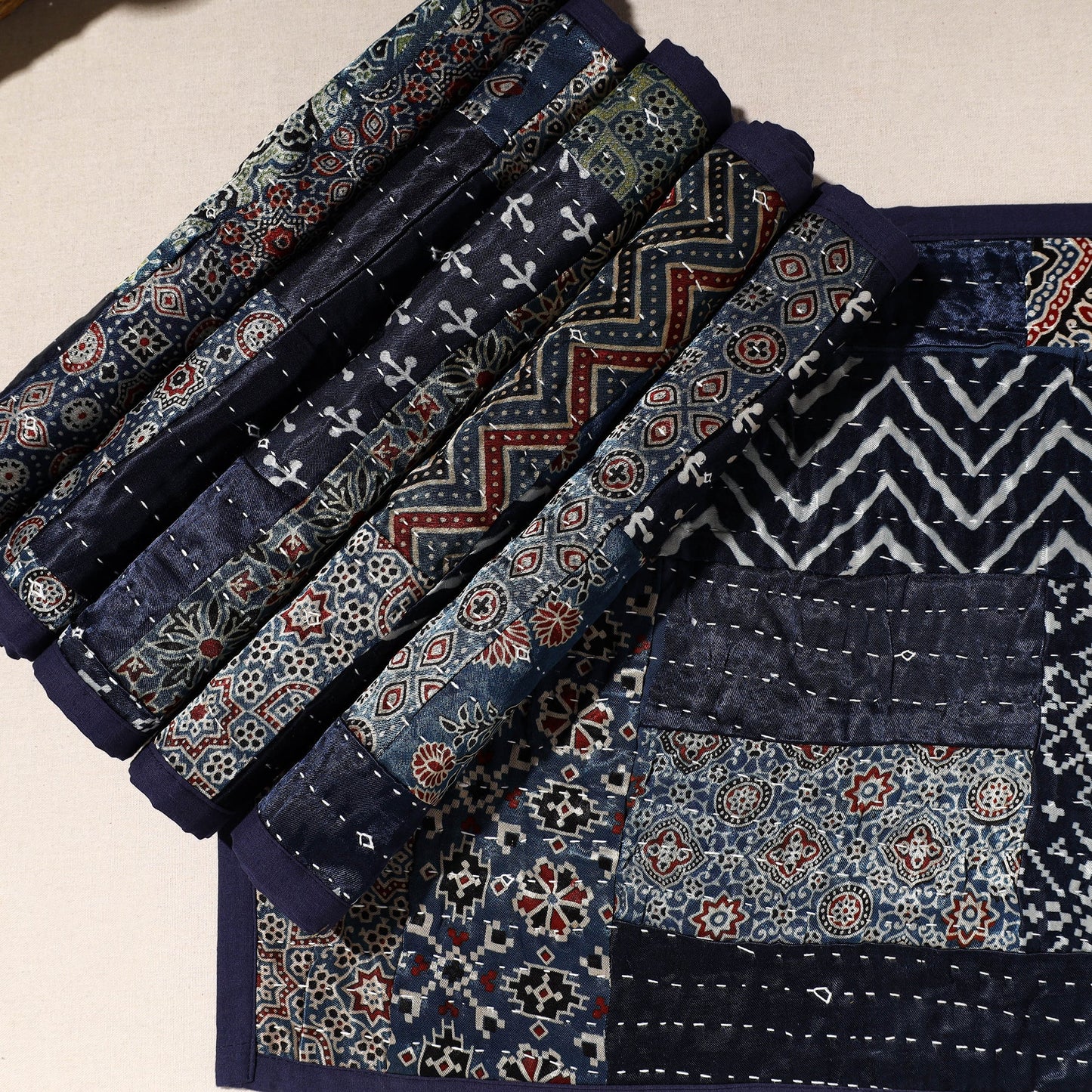 Blue Tagai Embroidery Table Mats