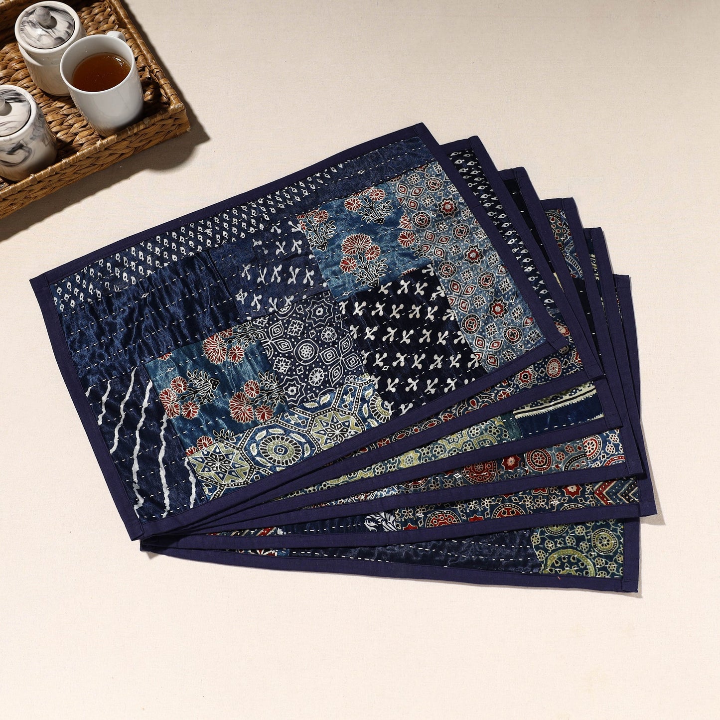 Blue Tagai Embroidery Table Mats