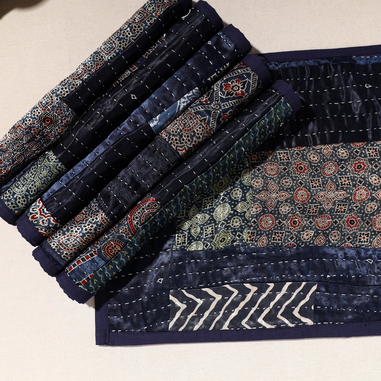 Blue Tagai Embroidery Table Mats
