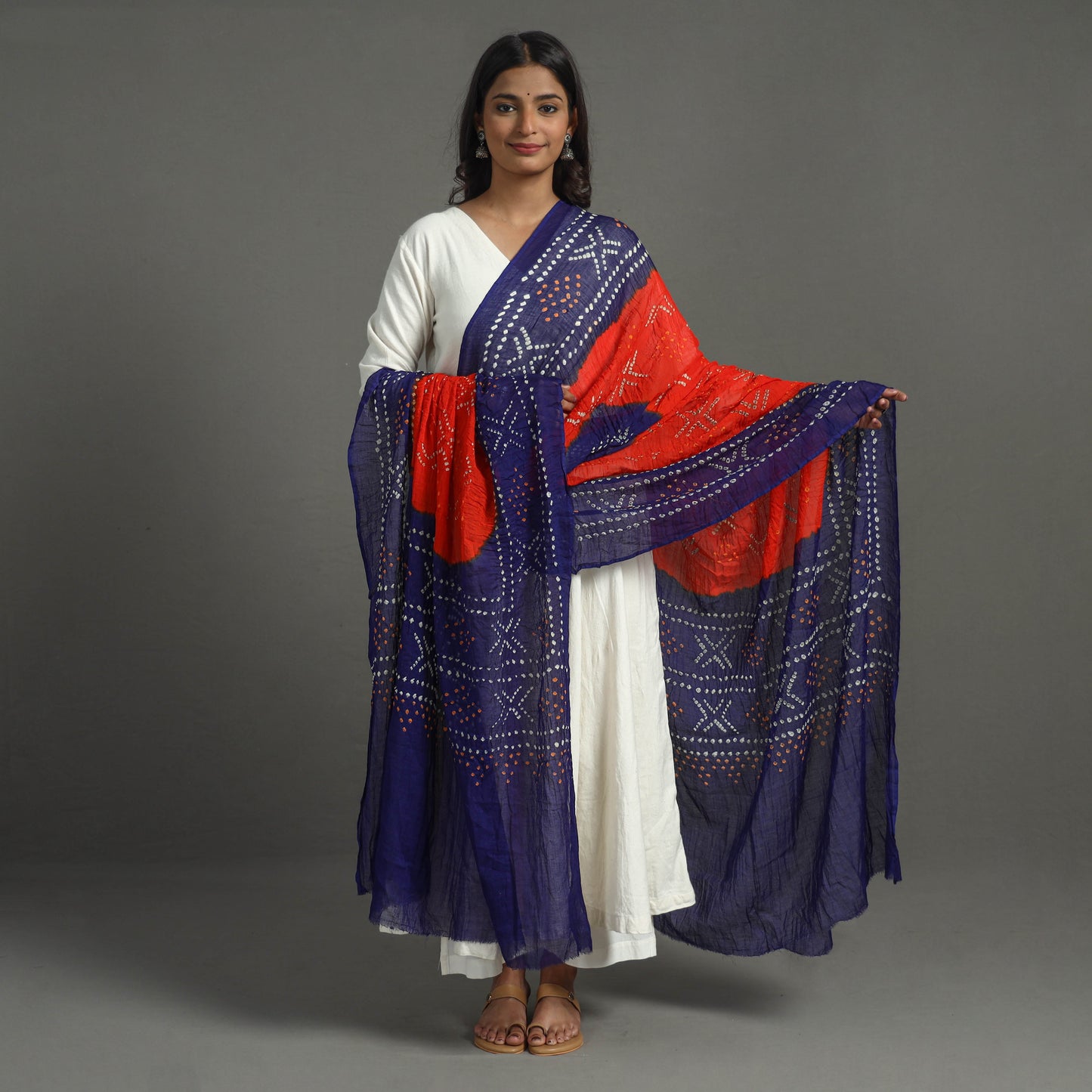 Blue - Kutch Tie-Dye Cotton Bandhani Dupatta 01