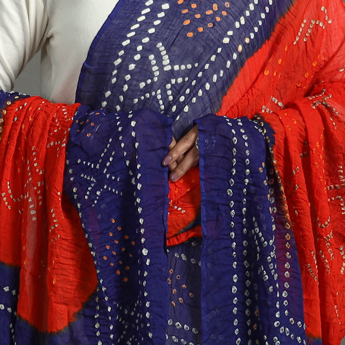 Blue - Kutch Tie-Dye Cotton Bandhani Dupatta 01