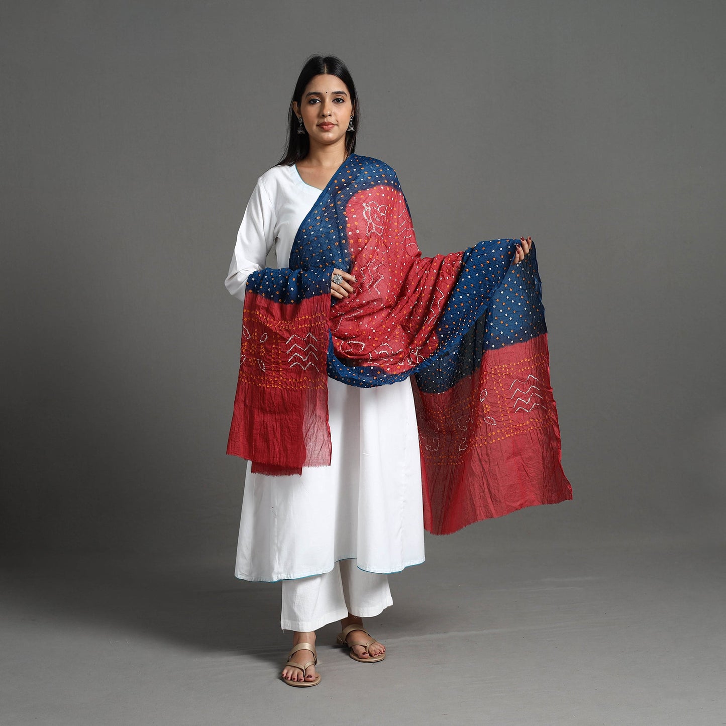 Shop Authentic Blue Bandhani Cotton Dupatta Online