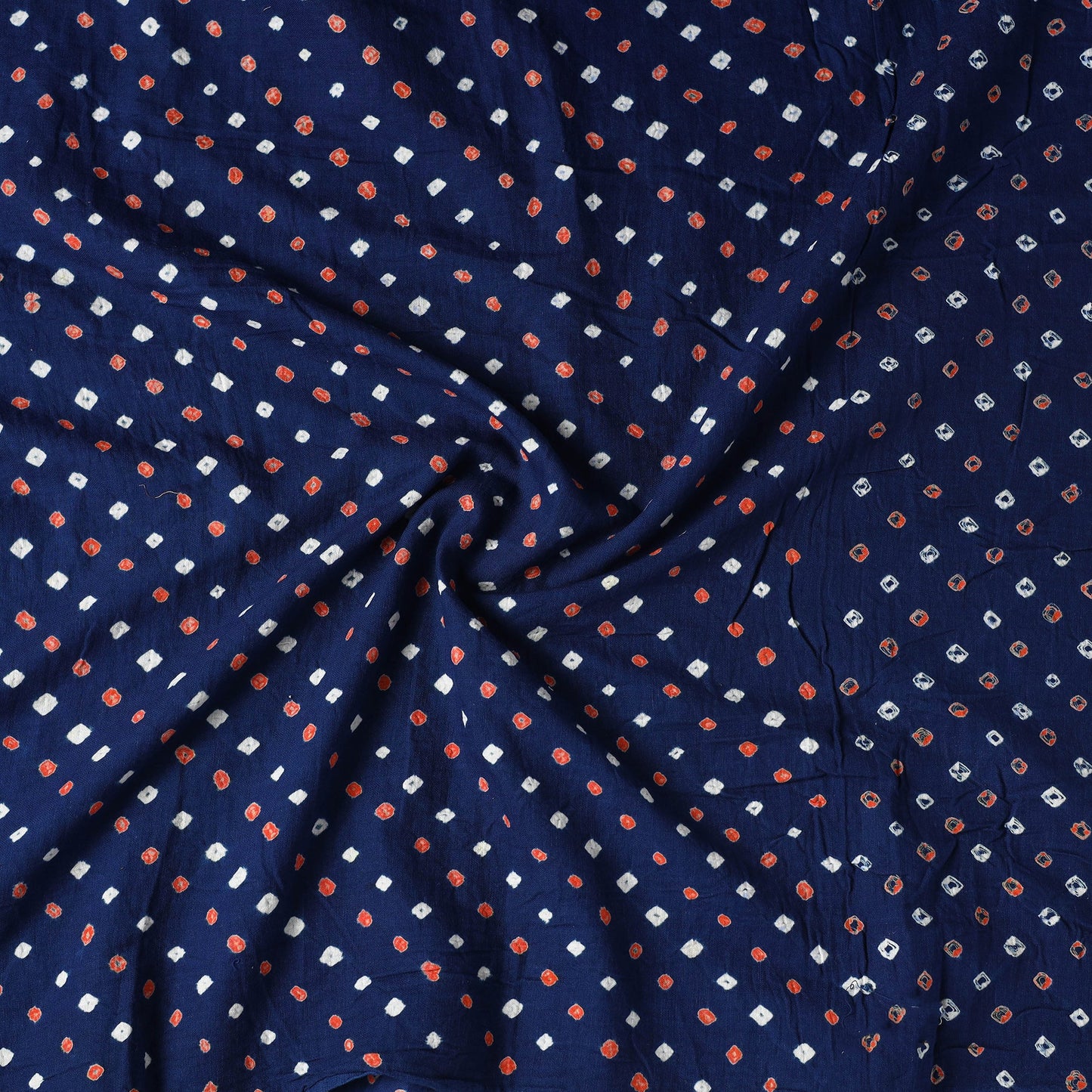Blue Kutch Tie-Dye Cotton Bandhani Precut Fabric