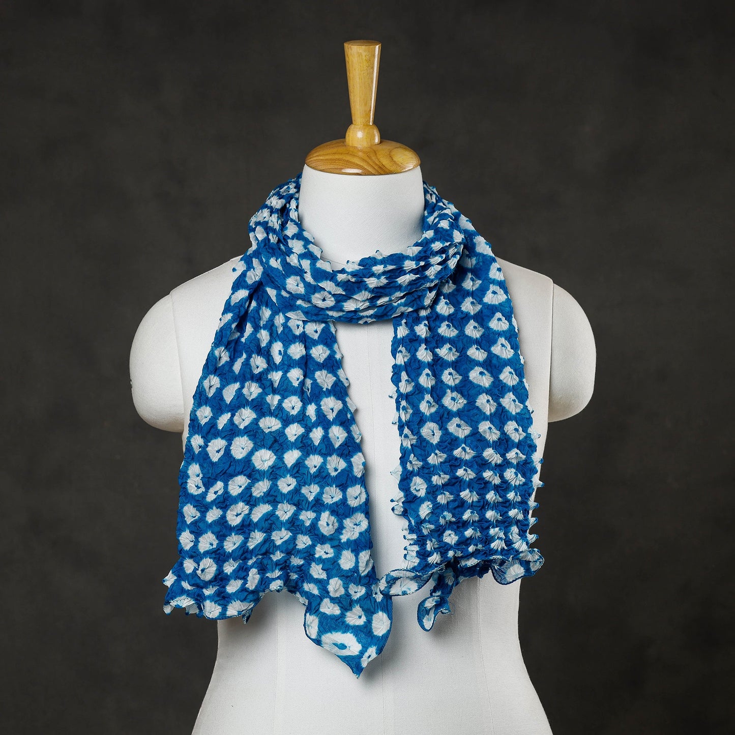 Blue Kutch Tie-Dye Cotton Bandhani Stole