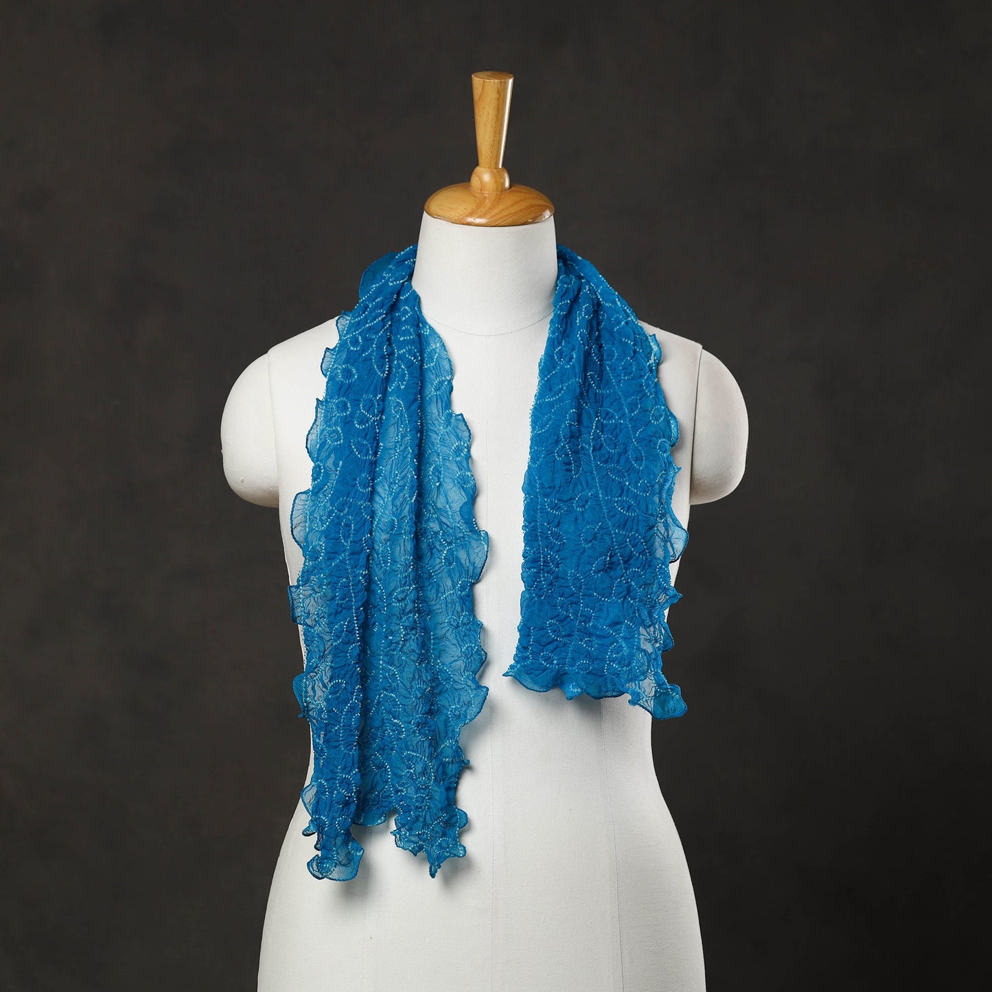 Blue - kutch tie & dye georgette bandhani stole 10