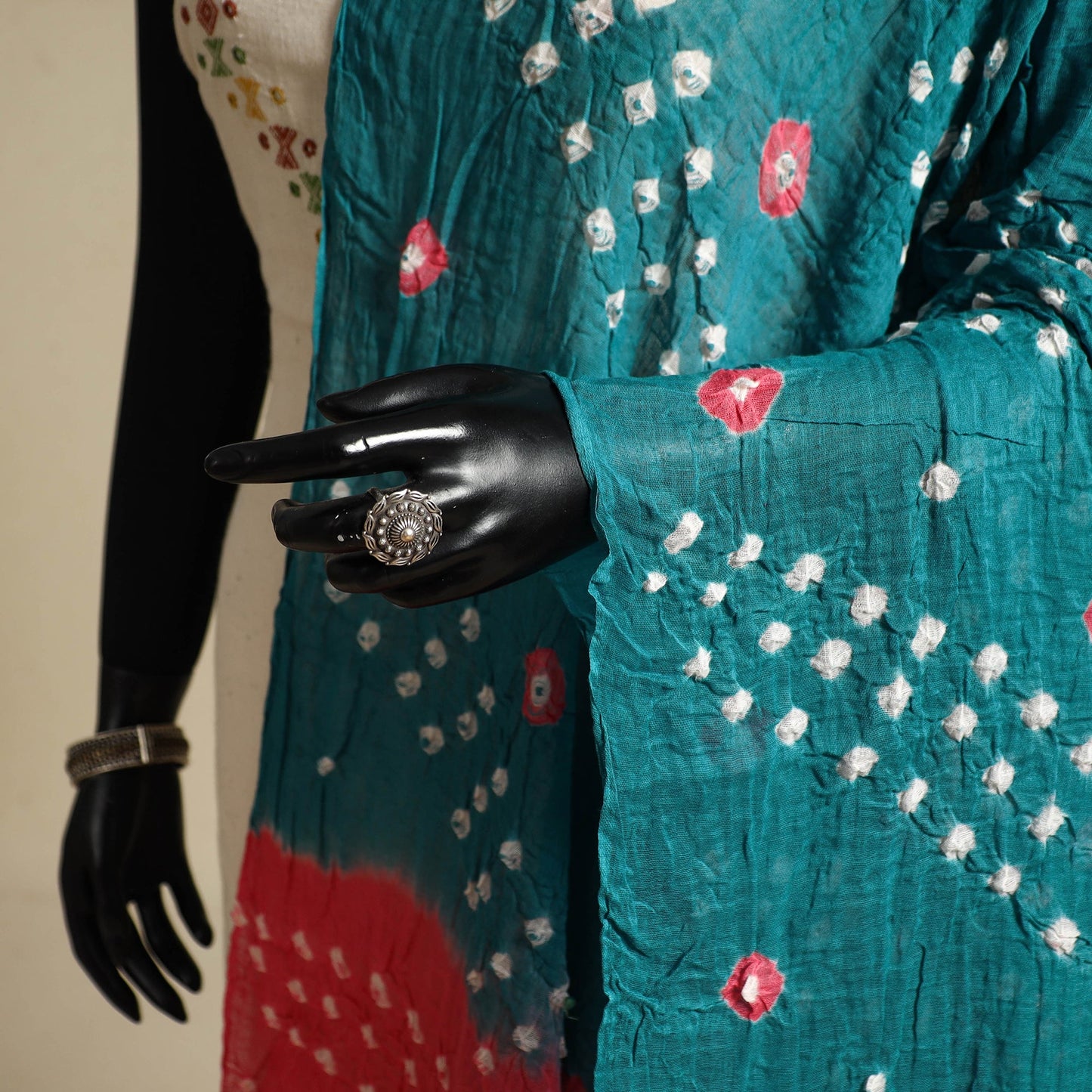 Blue - kutch tie-dye mul cotton bandhani dupatta 06