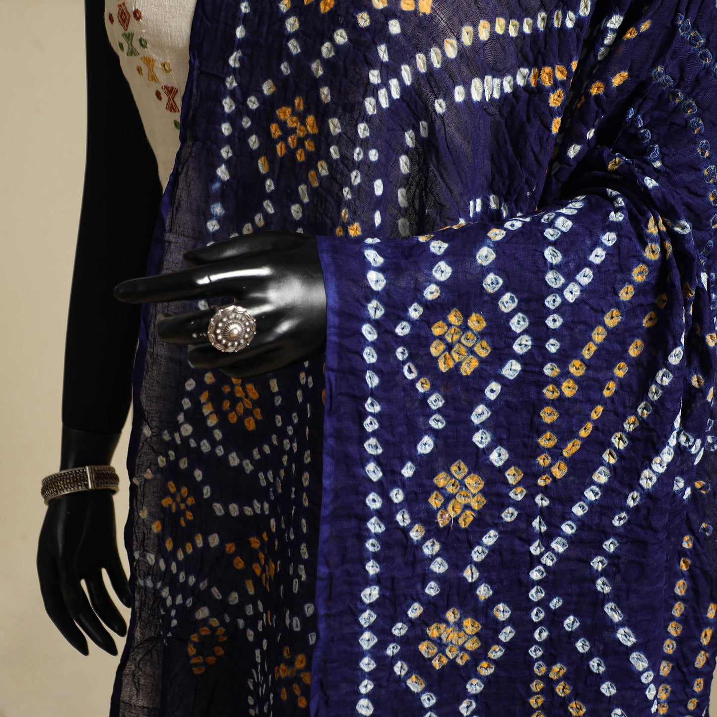 Blue - kutch tie-dye mul cotton bandhani dupatta 09