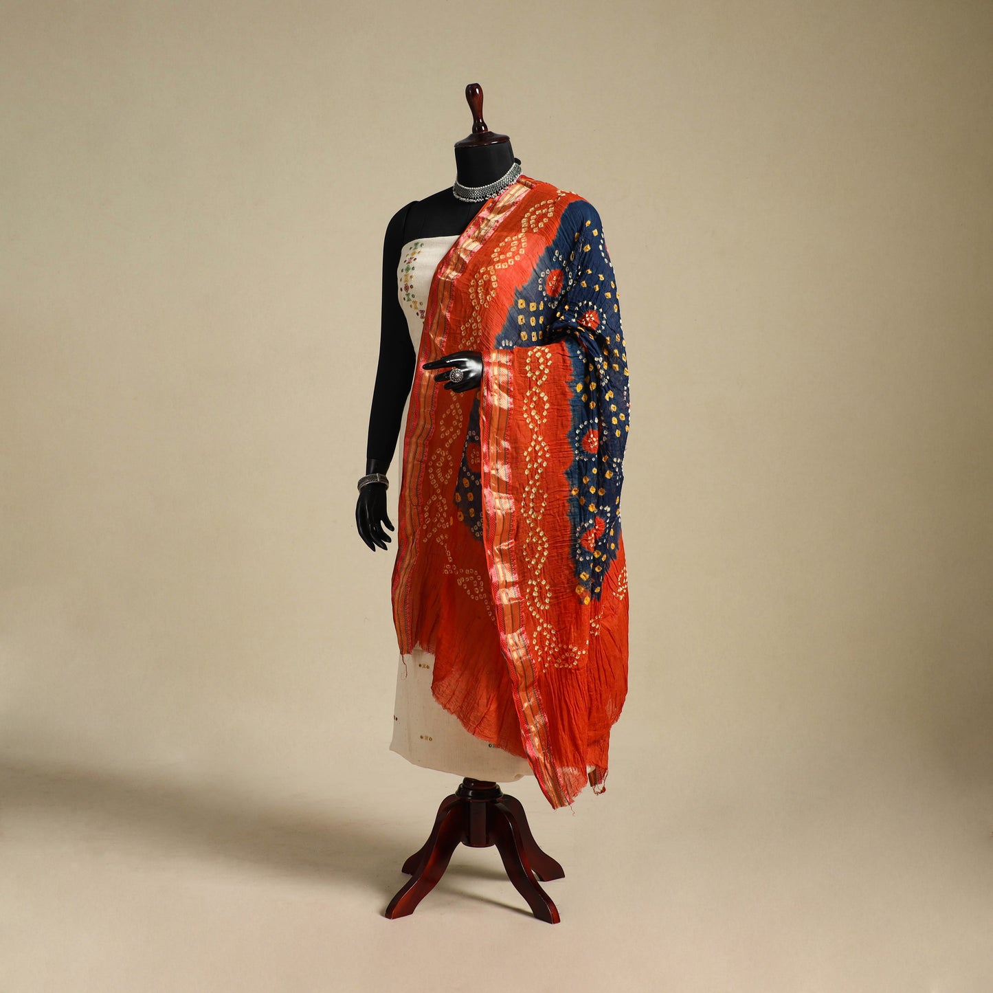 Blue - kutch tie-dye mul cotton bandhani dupatta