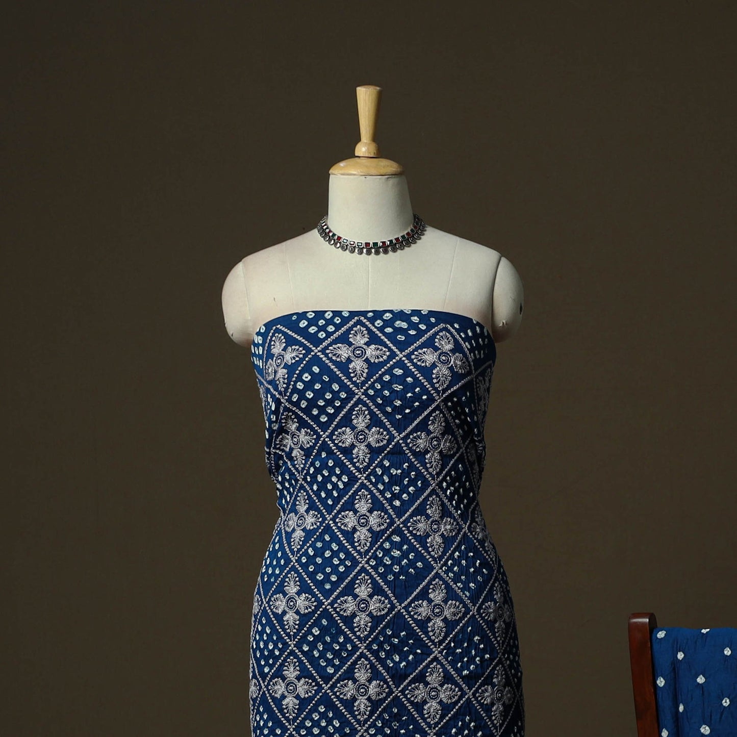 Kutch tie-dye satin cotton bandhani 3pc unstitched dress
