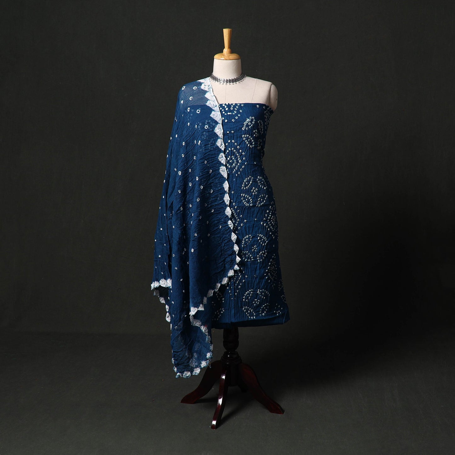 Kutch tie-dye satin cotton bandhani 3pc unstitched dress