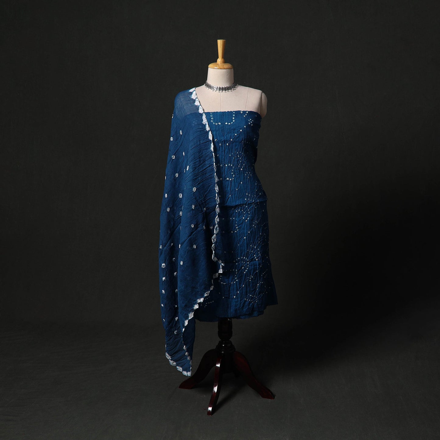 Kutch tie-dye satin cotton bandhani 3pc unstitched dress