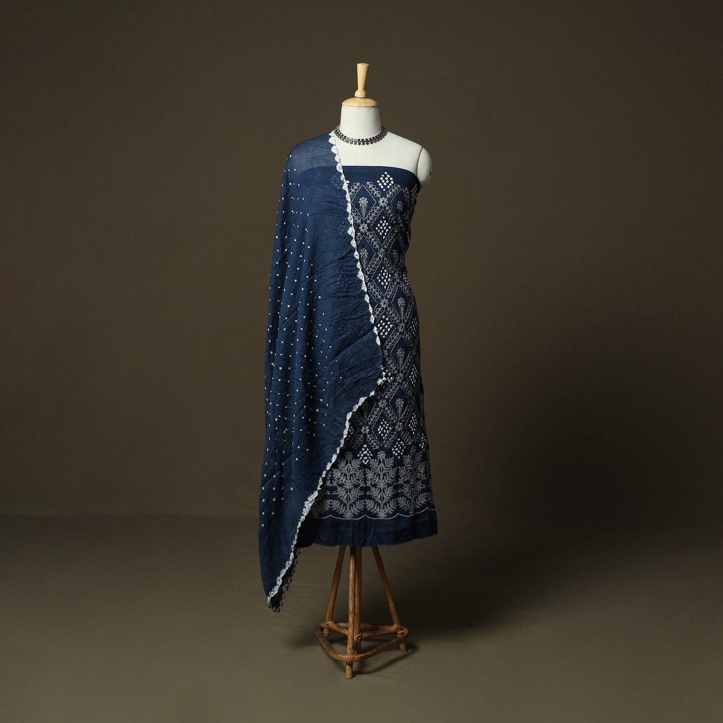 Kutch tie-dye satin cotton bandhani 3pc unstitched dress
