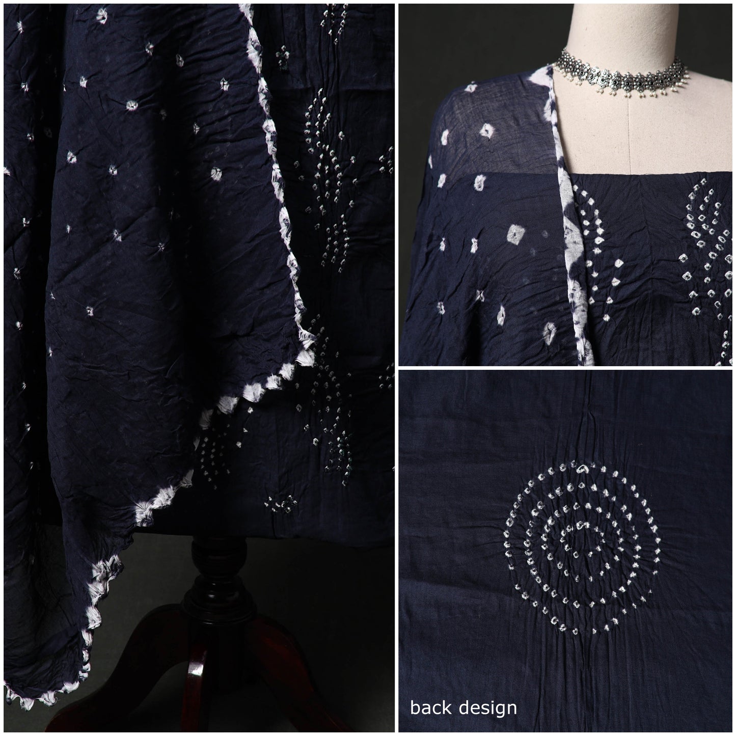 Kutch tie-dye satin cotton bandhani 3pc unstitched dress